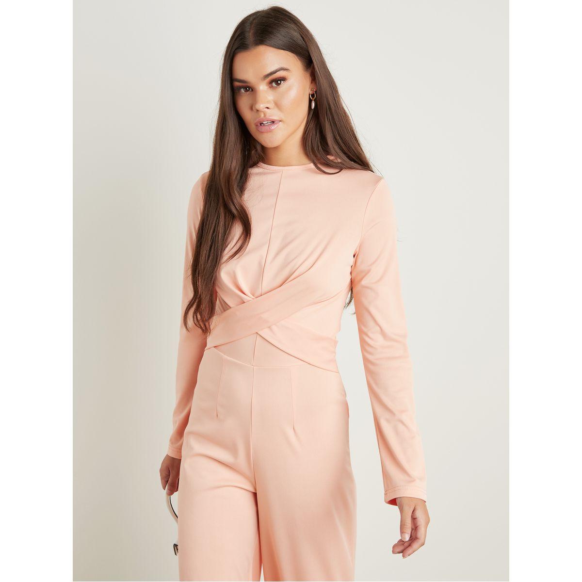 Styli Solid Wide Leg Culotte Jumpsuit with Knot Front Detail-women-clothing-jumpsuits-image-2