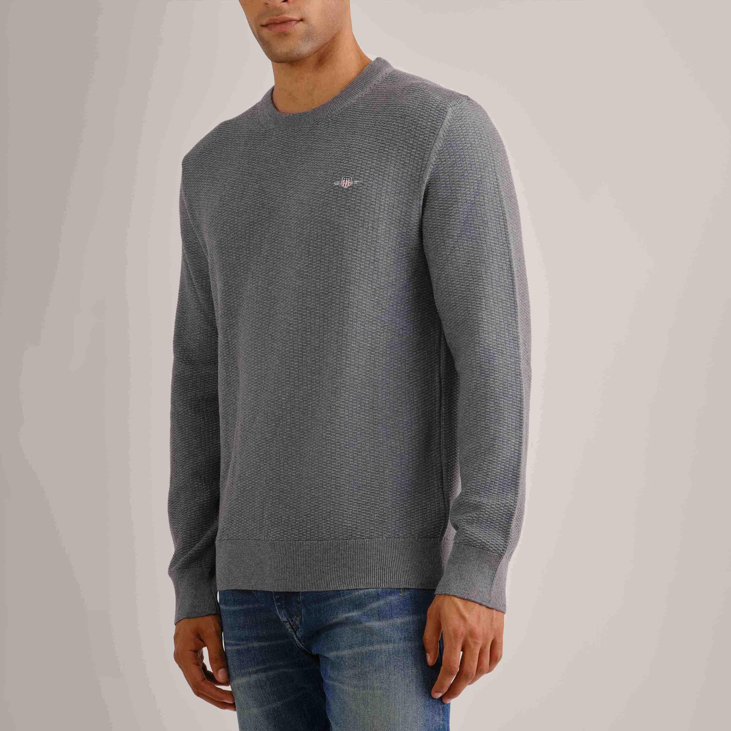 Gant Textured Round Neck Long Sleeves Men's Sweater-men-clothing-sweatersandpullovers-image-5