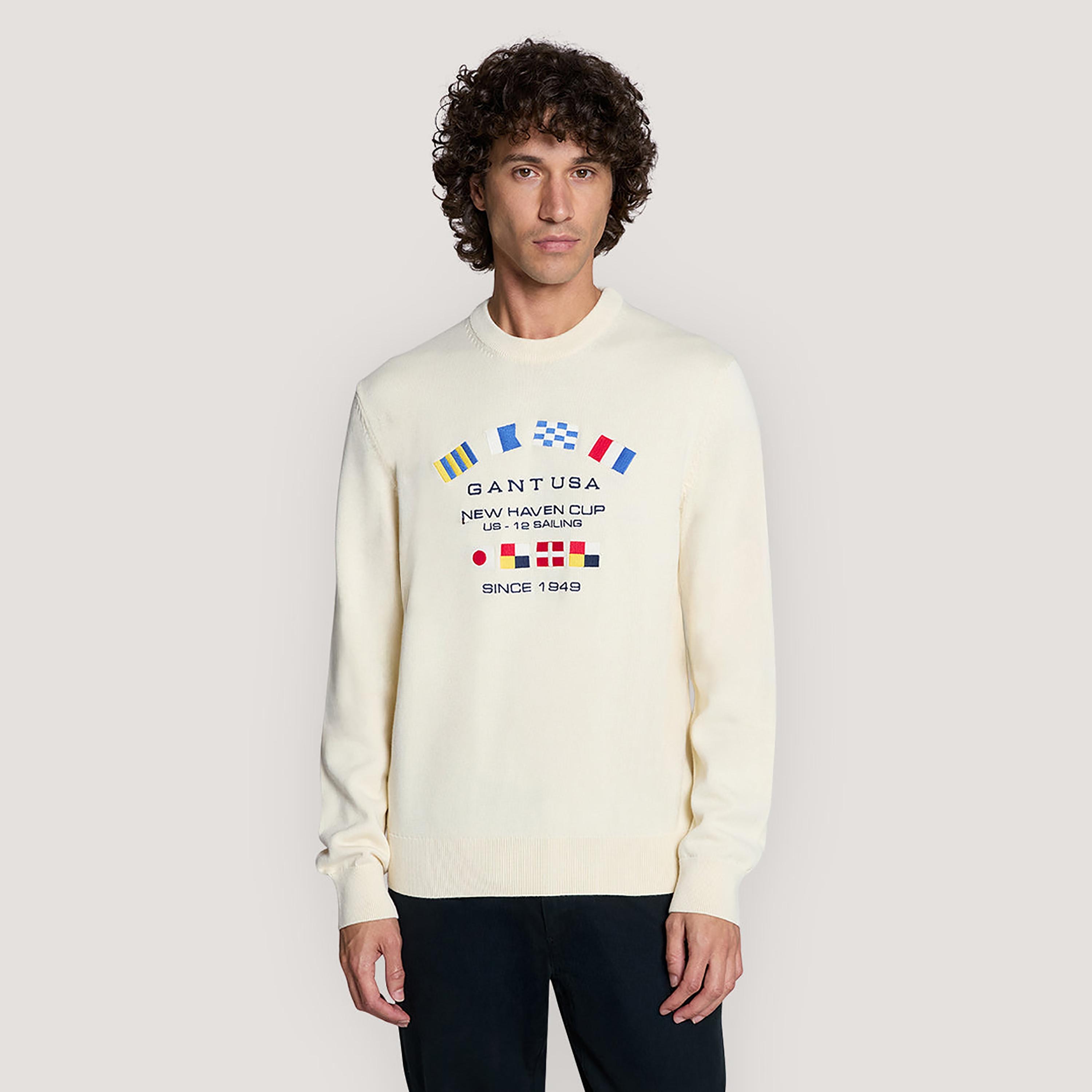 كنزة رجالية مطرزة برقبة دائرية وأكمام طويلة من جانت-men-clothing-sweatersandpullovers-image-1