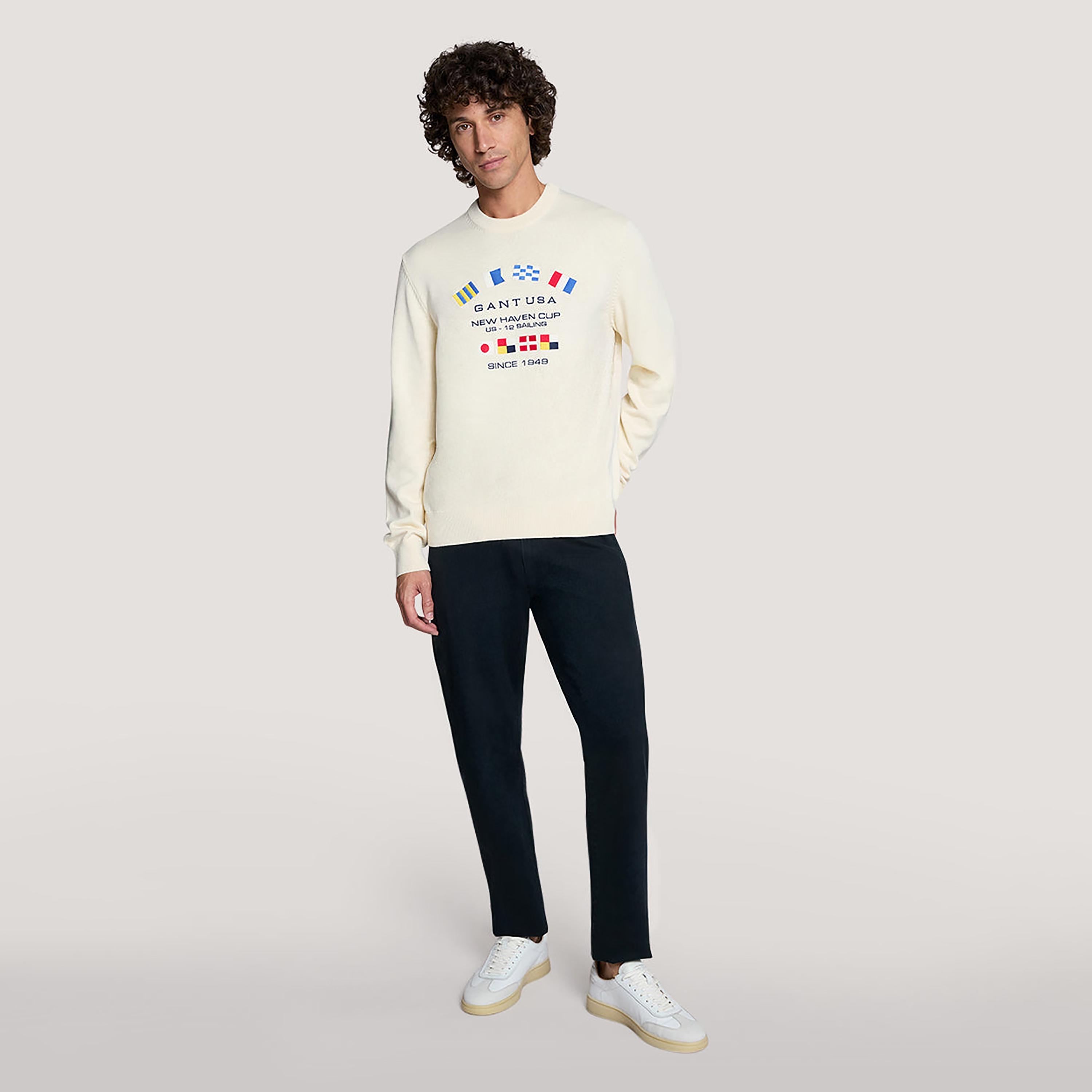 كنزة رجالية مطرزة برقبة دائرية وأكمام طويلة من جانت-men-clothing-sweatersandpullovers-image-2