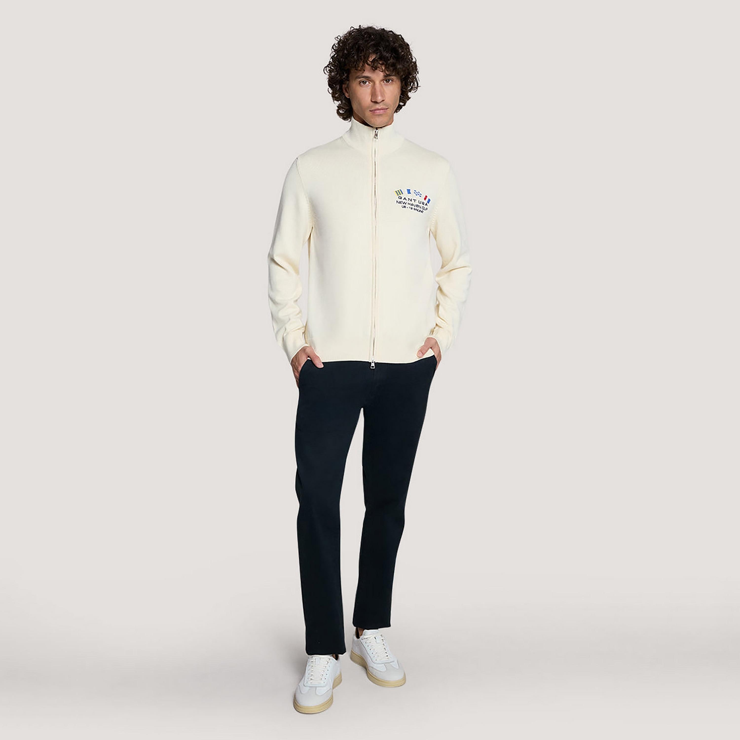 Gant Embroidered High Neck Long Sleeves Men's Cardigan-men-clothing-sweatersandpullovers-image-2