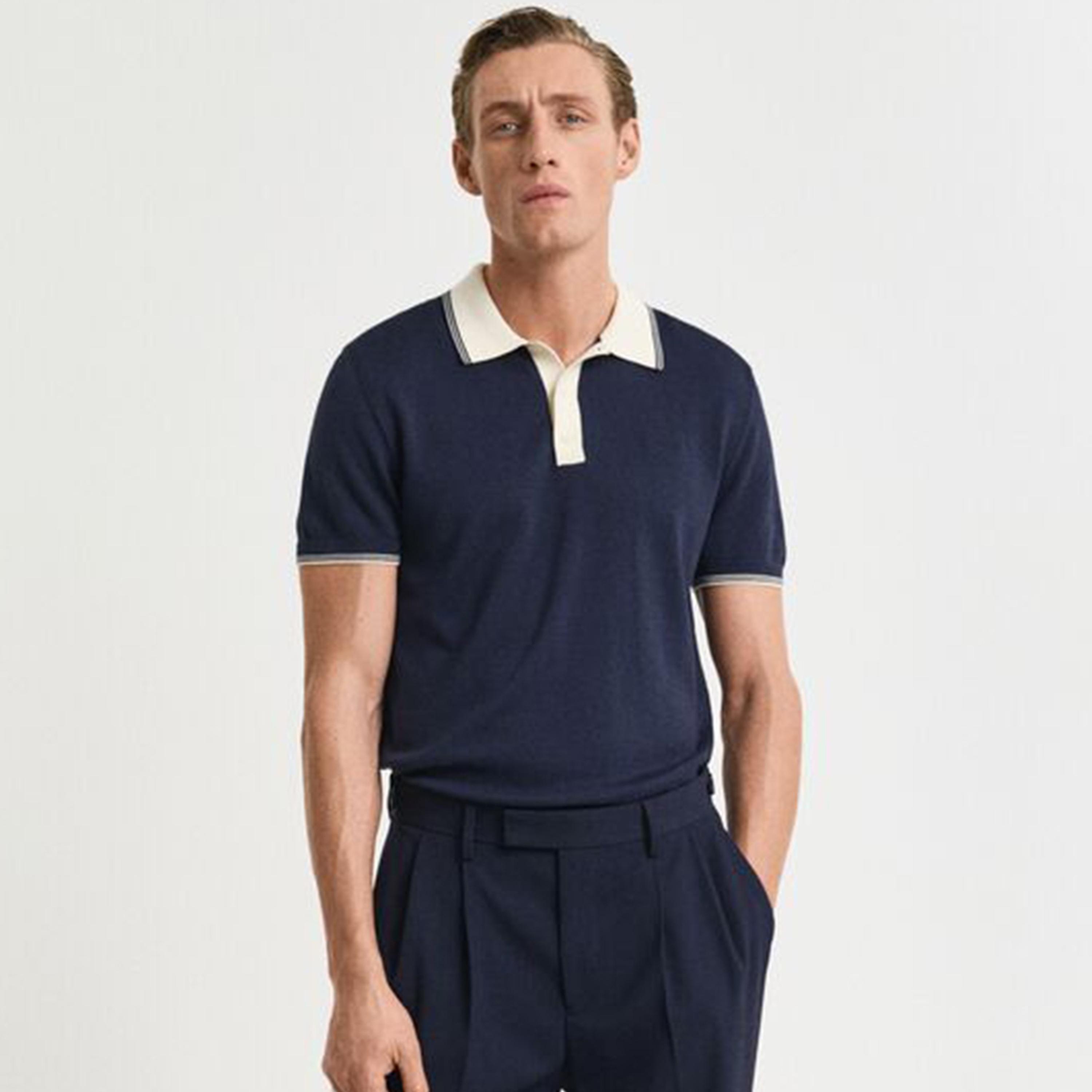 تيشيرت بولو رجالي بياقة سادة وأكمام قصيرة من جانت.-men-clothing-tshirtsandpolos-polos-image-1