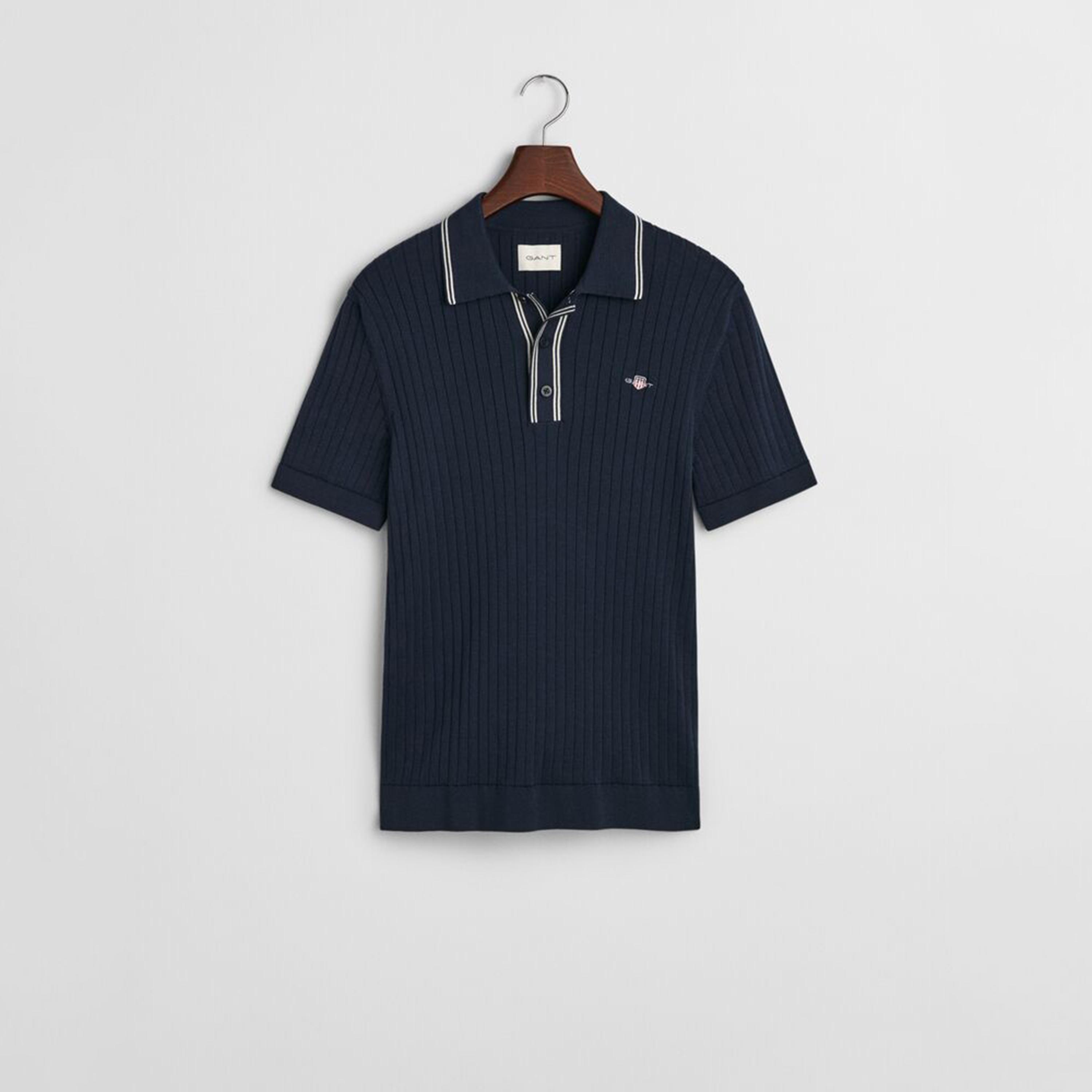 تيشيرت بولو رجالي بياقة مضلعة وأكمام قصيرة من جانت.-men-clothing-tshirtsandpolos-polos-image-1