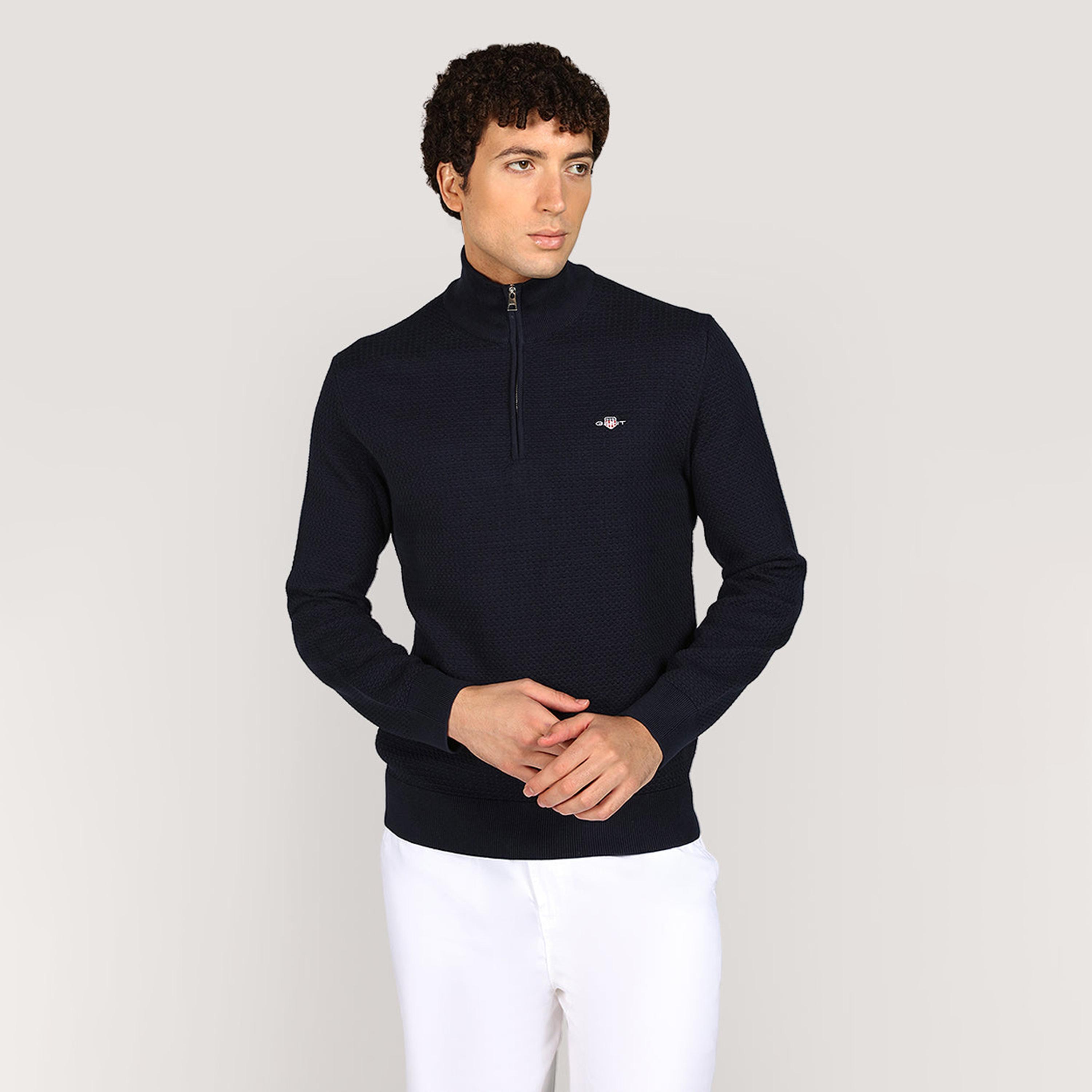 كنزة رجالية بياقة عالية وأكمام طويلة، بنسيج مزخرف من جانت-men-clothing-sweatersandpullovers-image-5