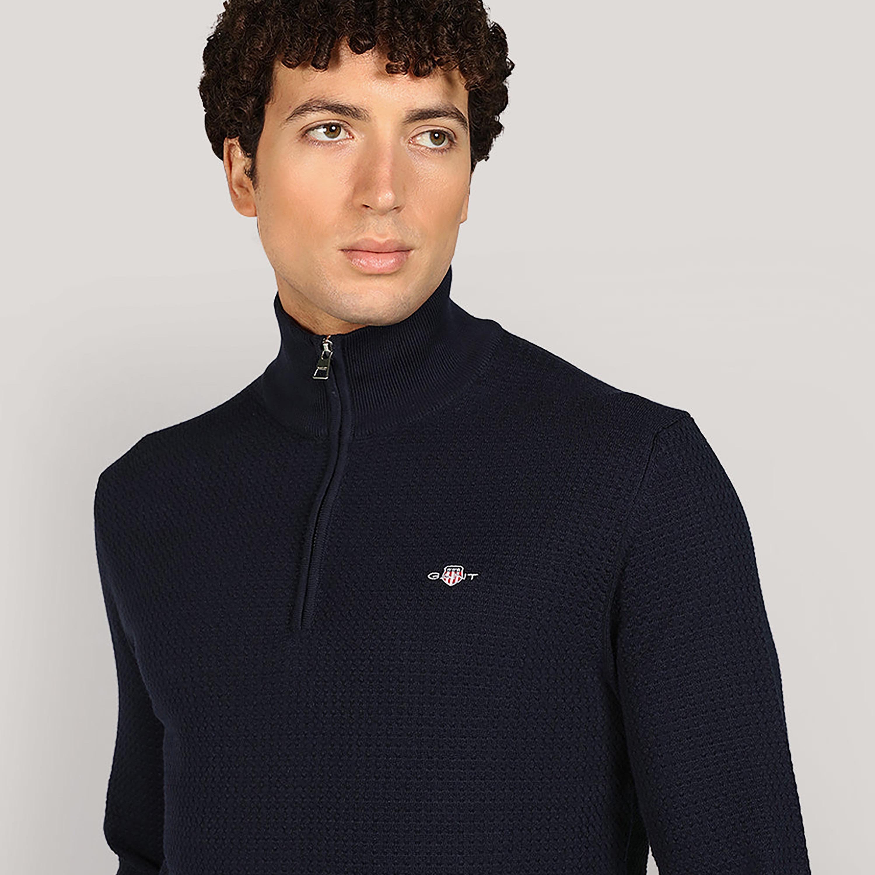 Gant Textured High Neck Long Sleeves Men's Pullover-men-clothing-sweatersandpullovers-image-3