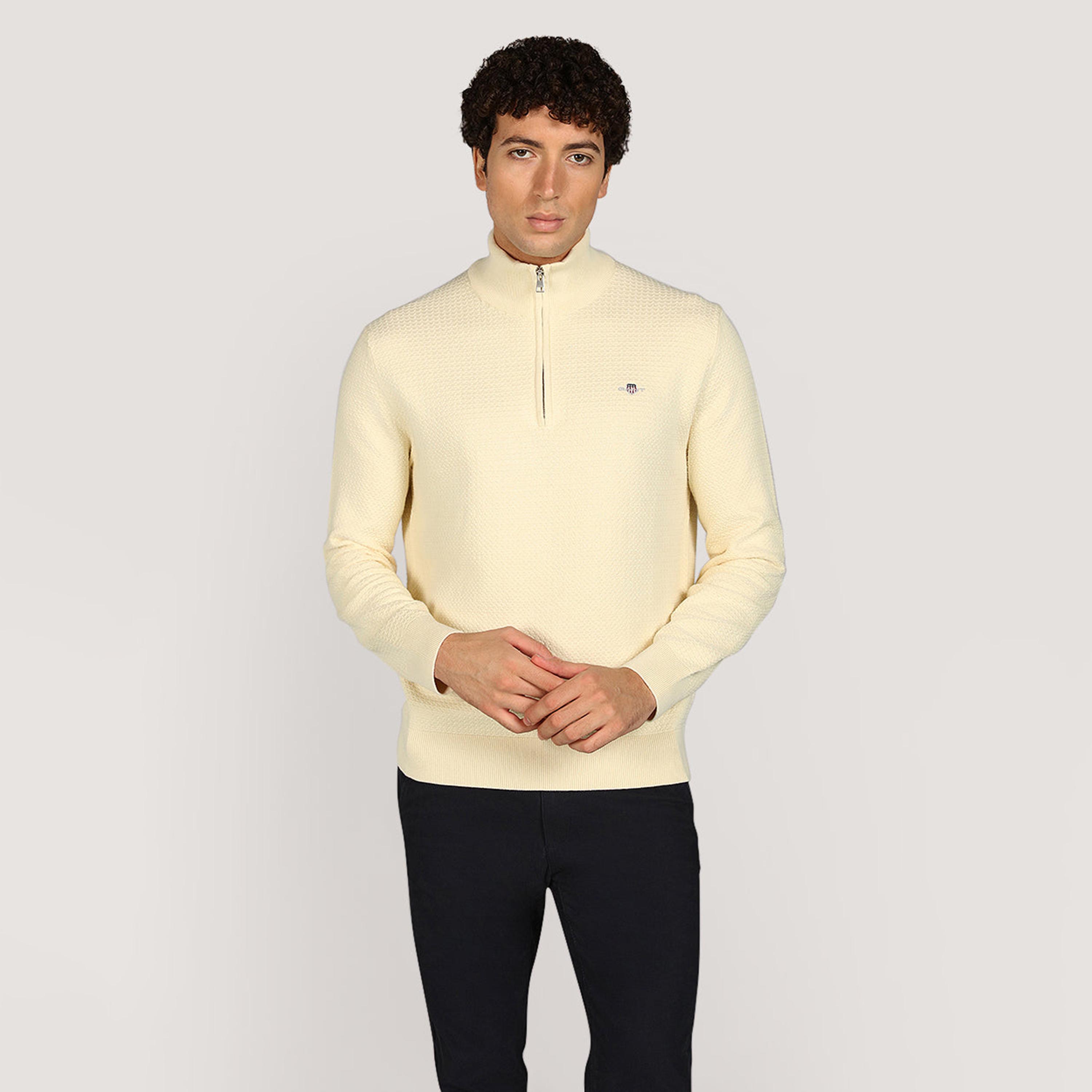 كنزة رجالية بياقة عالية وأكمام طويلة، بنسيج مزخرف من جانت-men-clothing-sweatersandpullovers-image-1