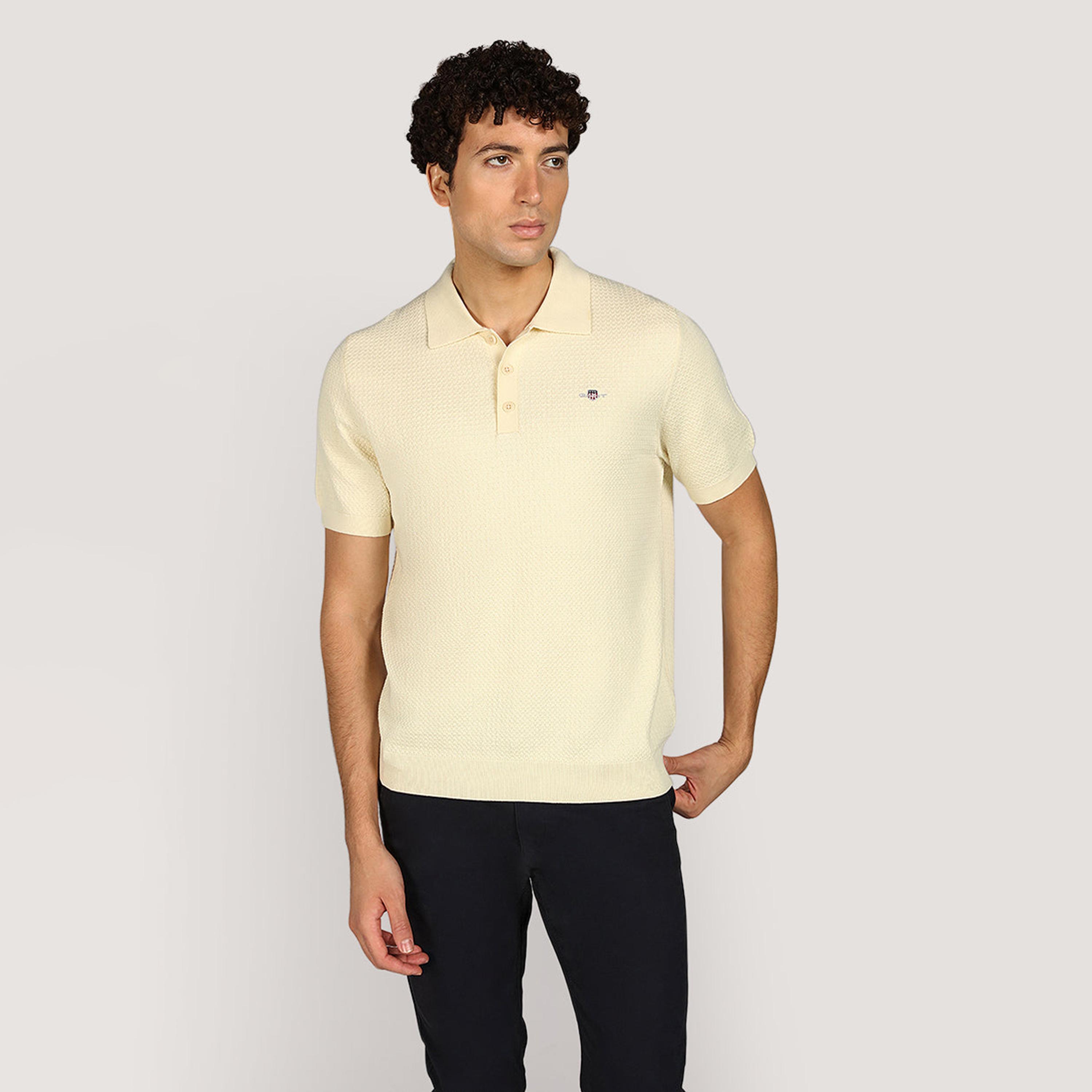 Gant Textured Collared Short Sleeves Men's Pullover-men-clothing-sweatersandpullovers-image-1