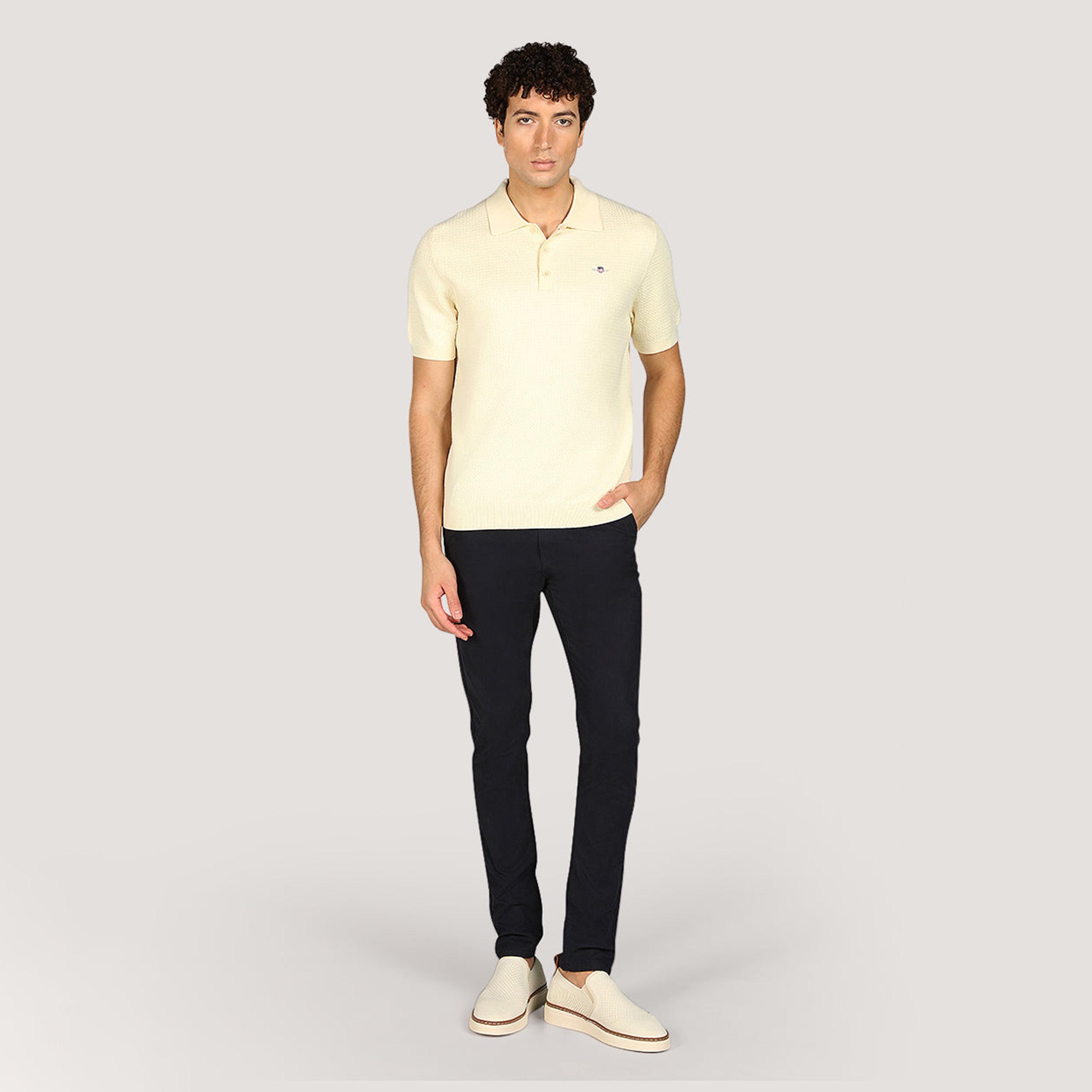 كنزة رجالية بياقة وأكمام قصيرة، بنسيج مزخرف من جانت-men-clothing-sweatersandpullovers-image-7