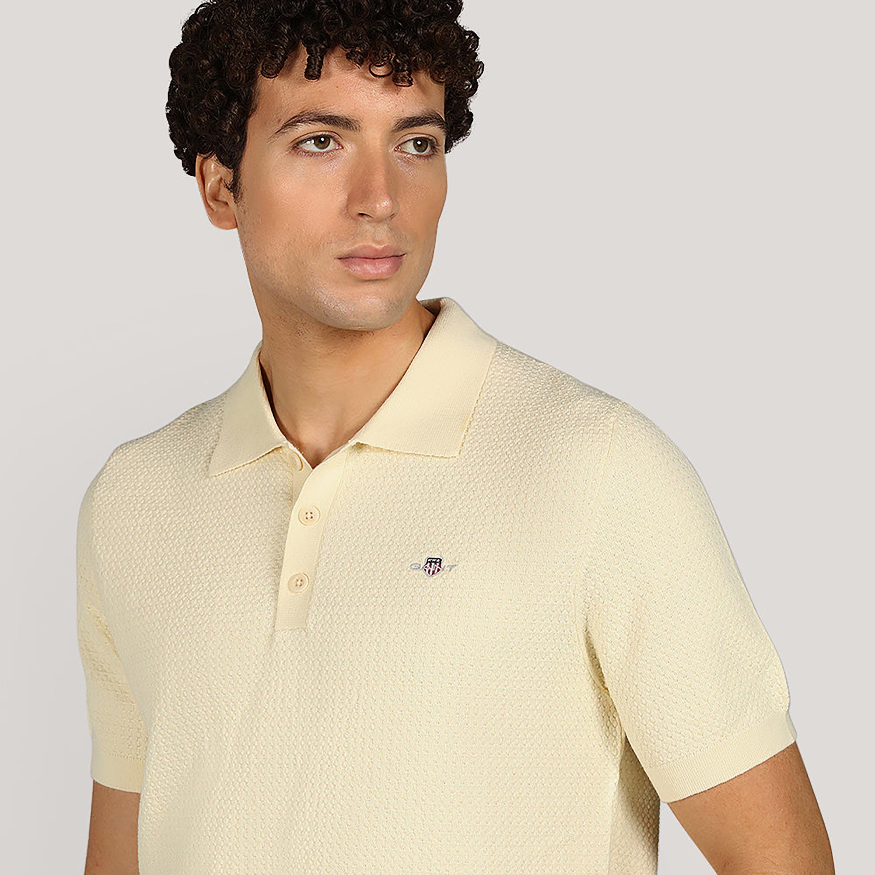 كنزة رجالية بياقة وأكمام قصيرة، بنسيج مزخرف من جانت-men-clothing-sweatersandpullovers-image-6