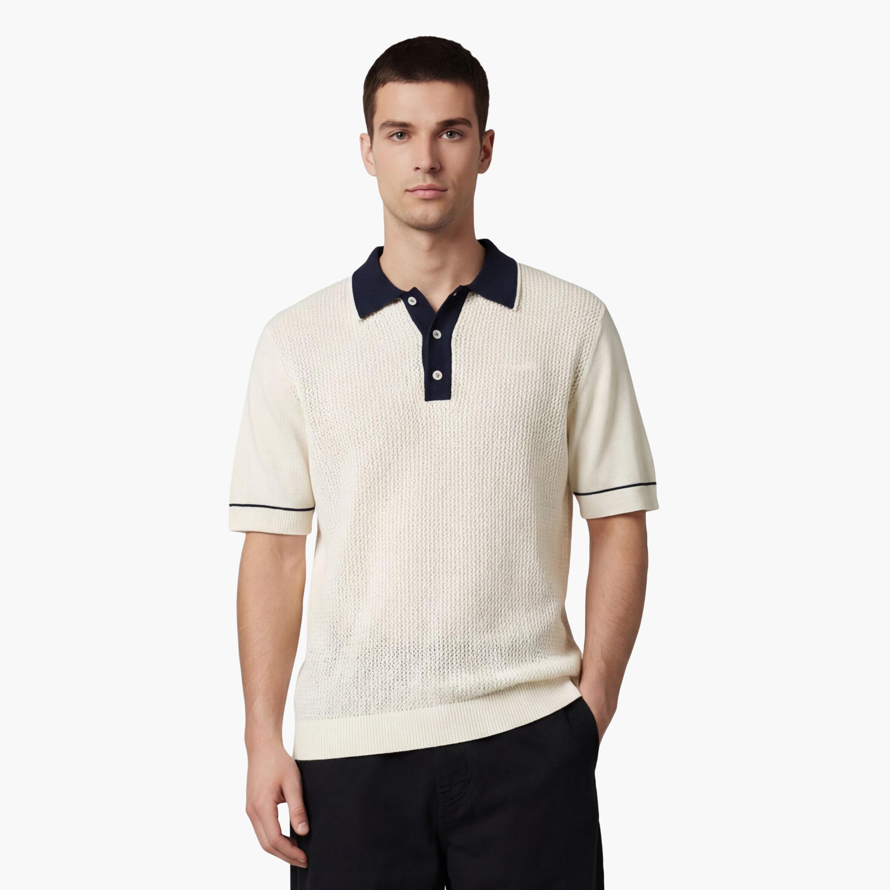 تي شيرت بولو رجالي سادة بأكمام قصيرة وياقة من جانت-men-clothing-tshirtsandpolos-polos-image-1