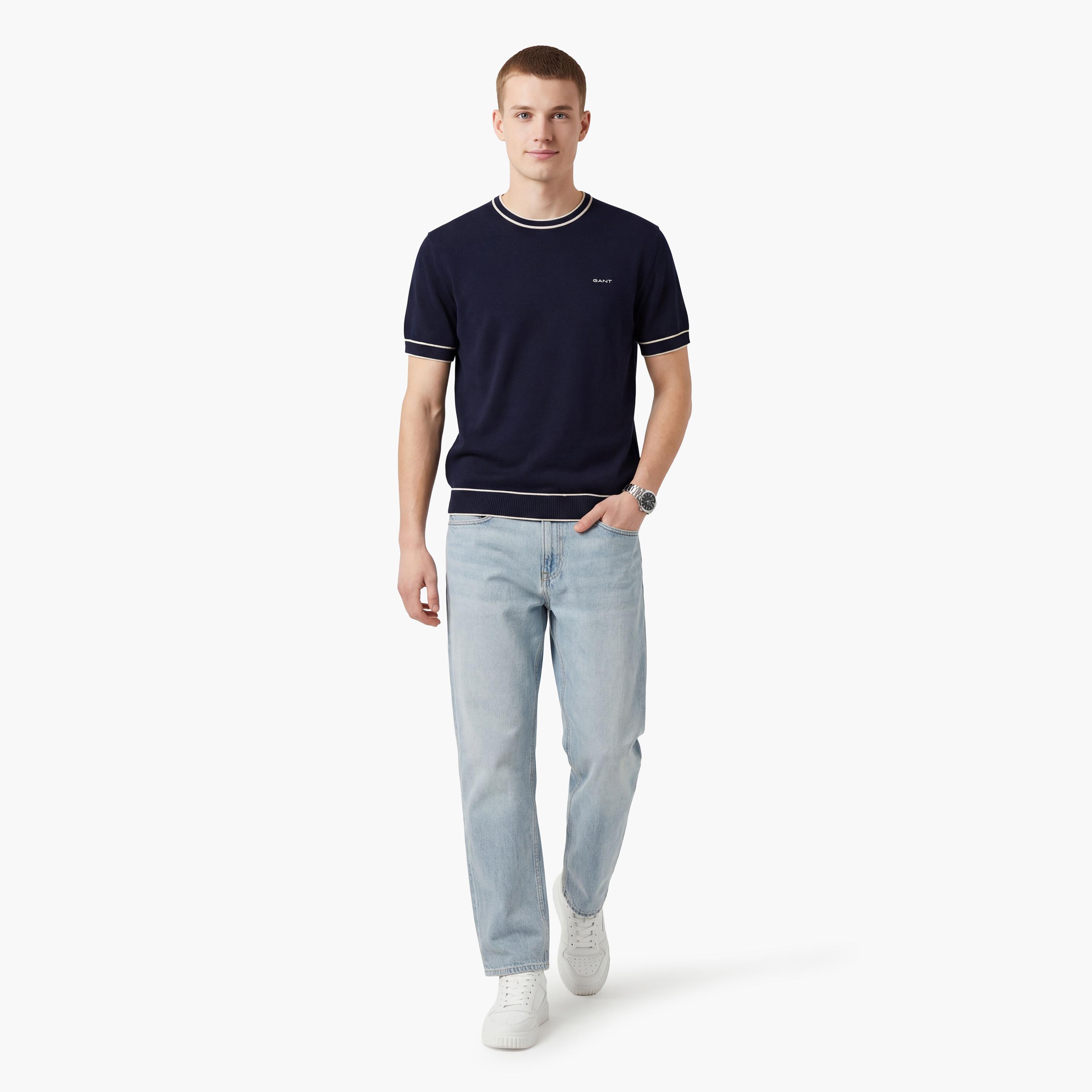 تيشيرت رجالي بياقة دائرية وأكمام قصيرة وسادة من جانت.-men-clothing-tshirtsandpolos-tshirts-image-2