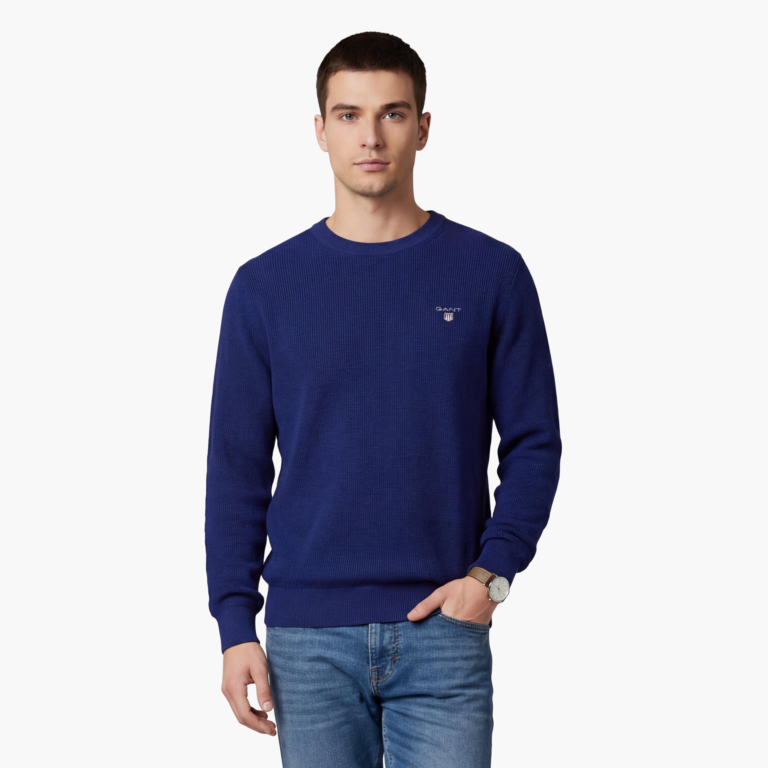 سويتر رجالي مضلع بأكمام طويلة وياقة "راوند نيك" من جانت-men-clothing-sweatersandpullovers-image-7