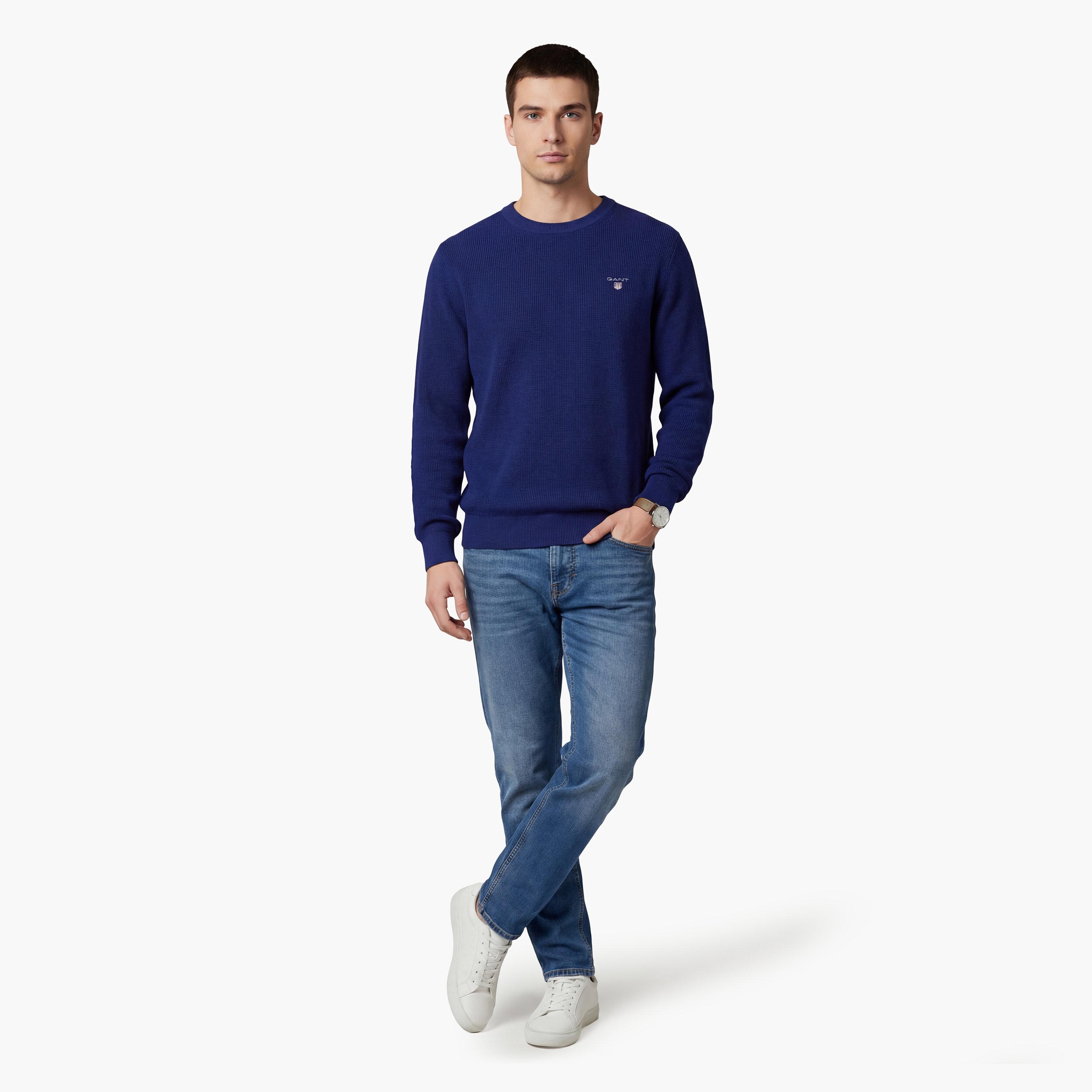 سويتر رجالي مضلع بأكمام طويلة وياقة "راوند نيك" من جانت-men-clothing-sweatersandpullovers-image-8
