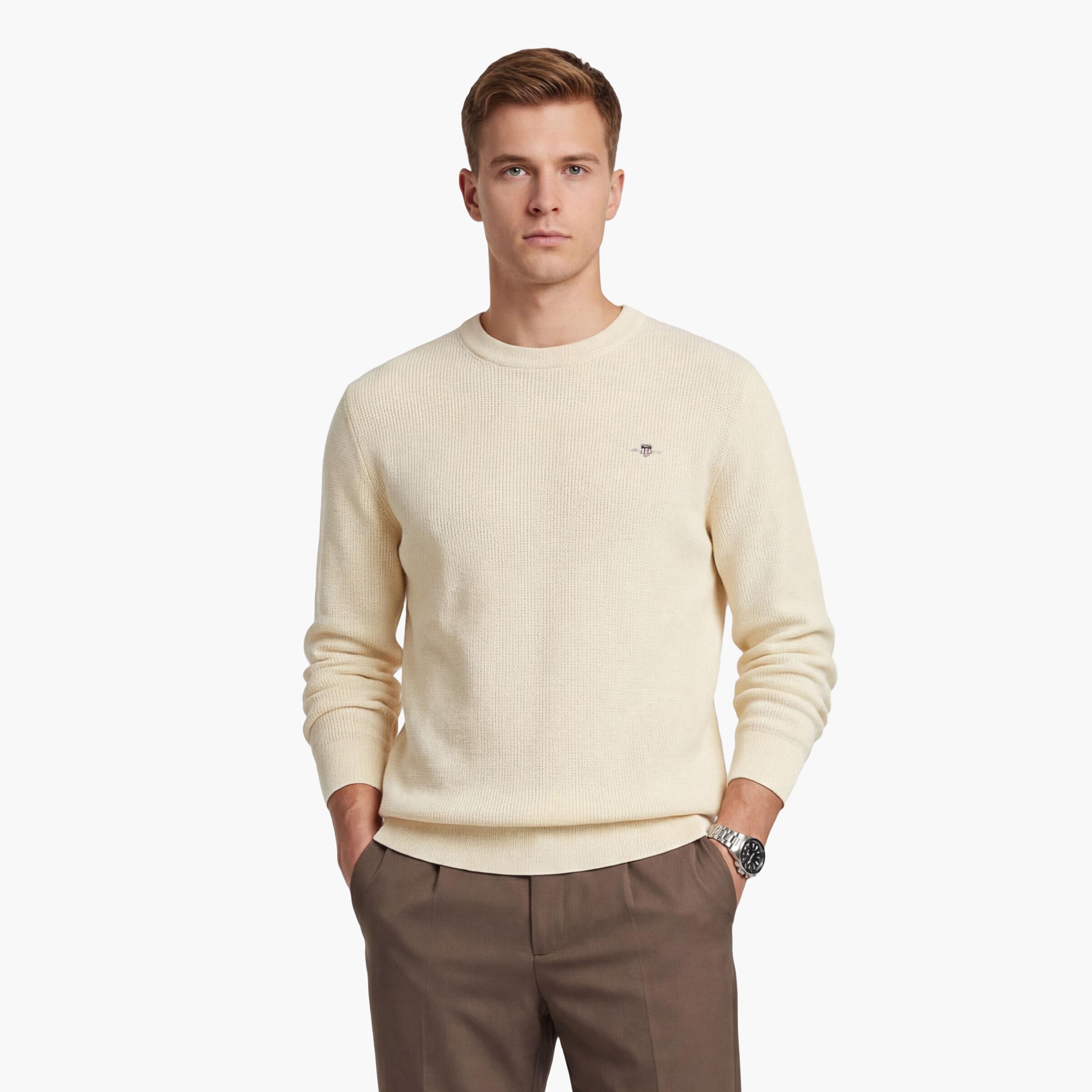سويتر رجالي مضلع بأكمام طويلة وياقة "راوند نيك" من جانت-men-clothing-sweatersandpullovers-image-1
