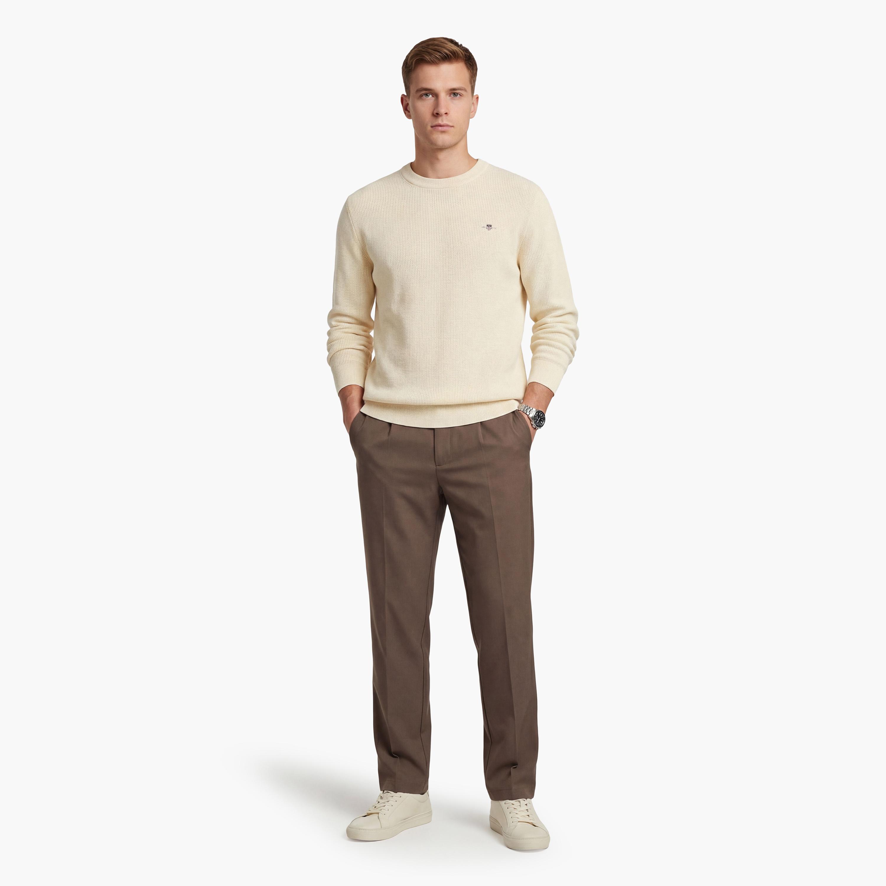 سويتر رجالي مضلع بأكمام طويلة وياقة "راوند نيك" من جانت-men-clothing-sweatersandpullovers-image-2