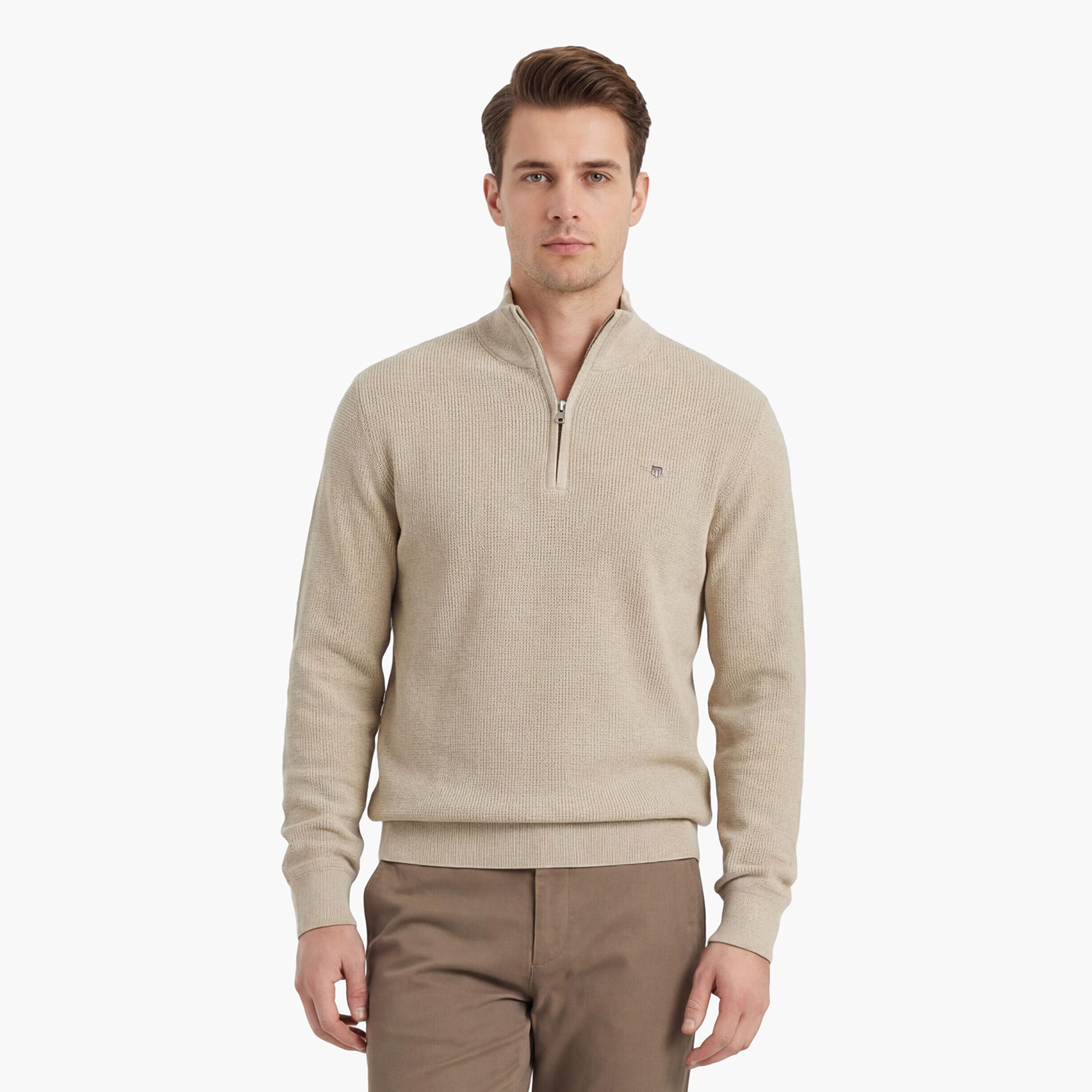 سويتر رجالي بارز الملمس بأكمام طويلة وياقة مرتفعة من جانت-men-clothing-sweatersandpullovers-image-1