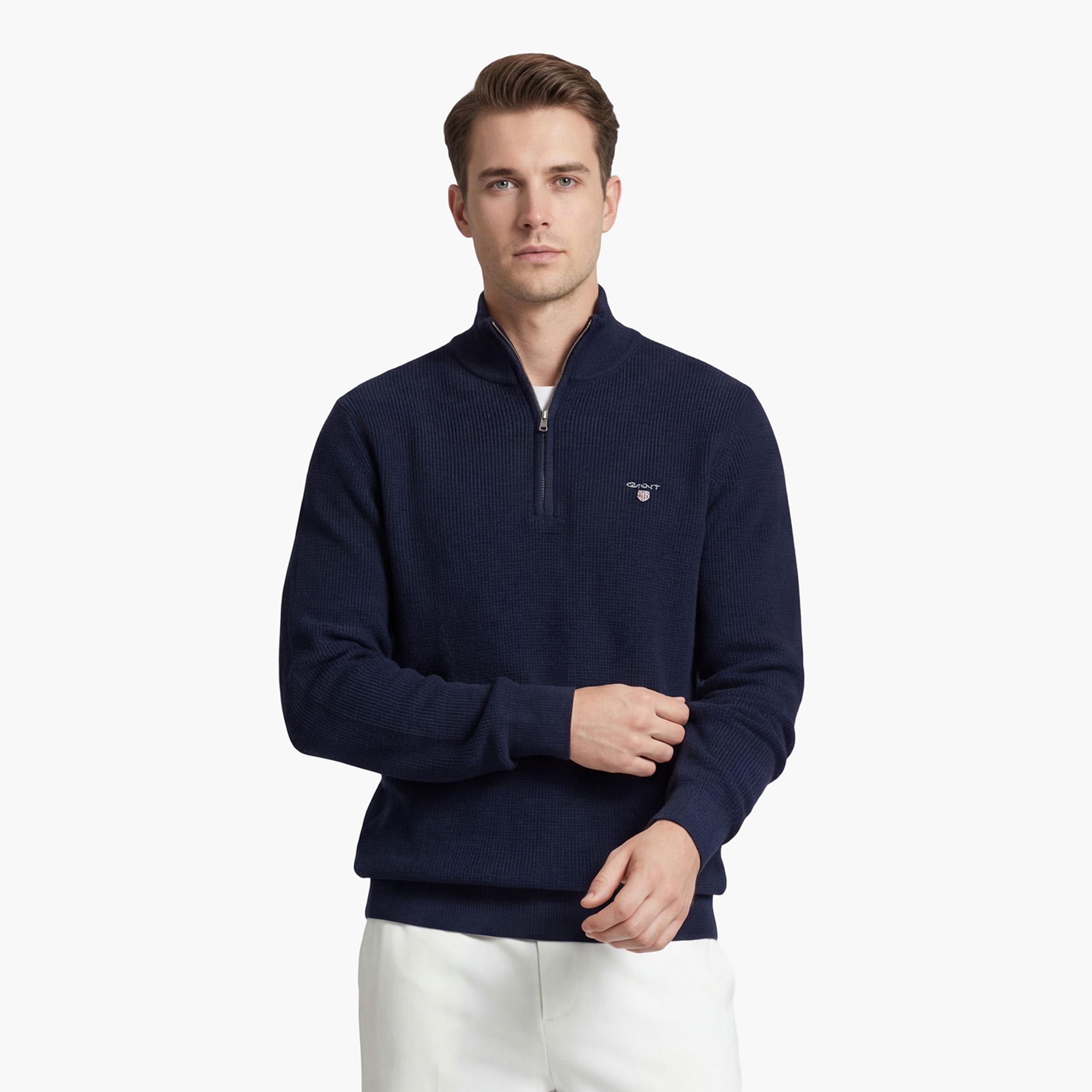 سويتر رجالي بارز الملمس بأكمام طويلة وياقة مرتفعة من جانت-men-clothing-sweatersandpullovers-image-13