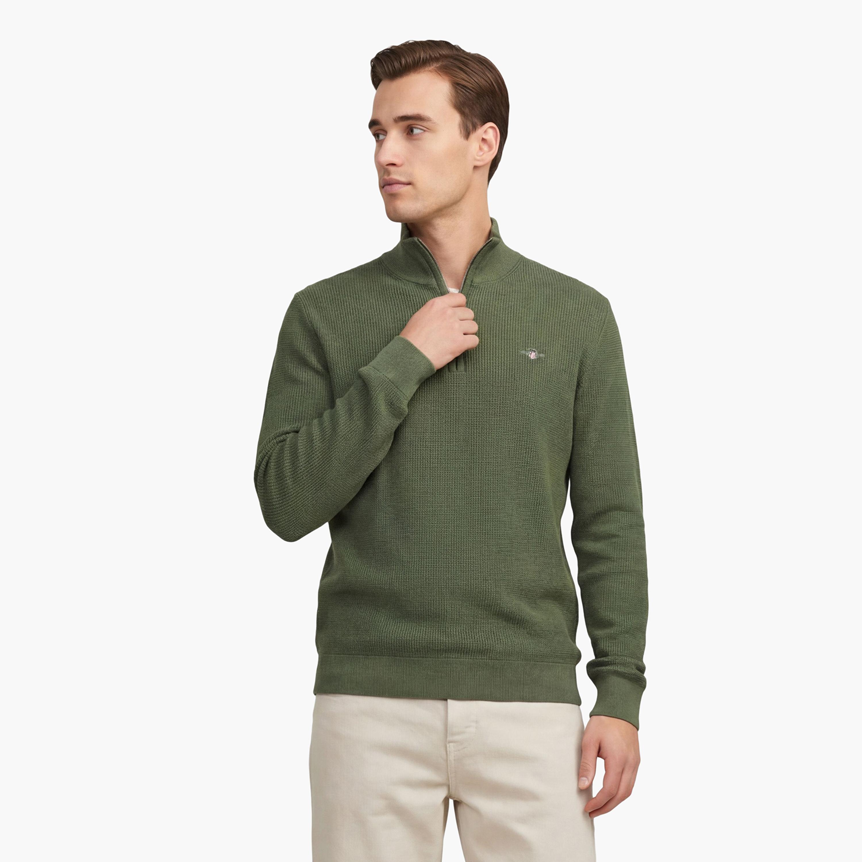 سويتر رجالي بارز الملمس بأكمام طويلة وياقة مرتفعة من جانت-men-clothing-sweatersandpullovers-image-7