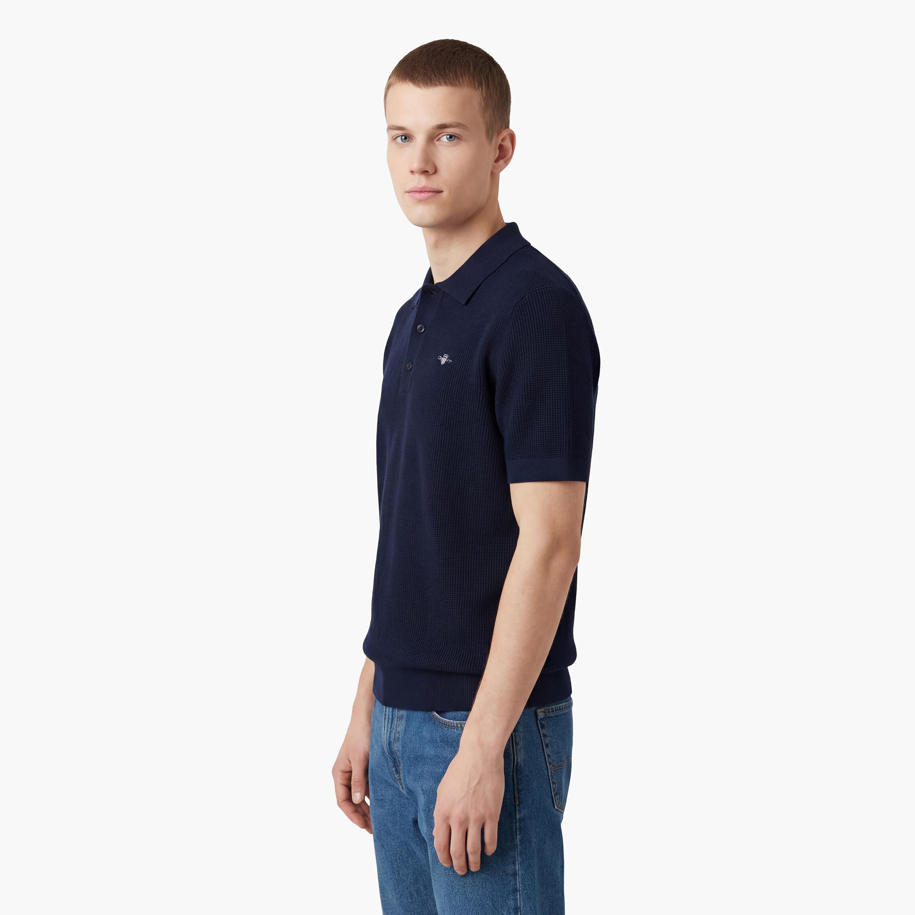 تي شيرت بولو رجالي بارز الملمس بأكمام قصيرة وبياقة من جانت-men-clothing-tshirtsandpolos-polos-image-15