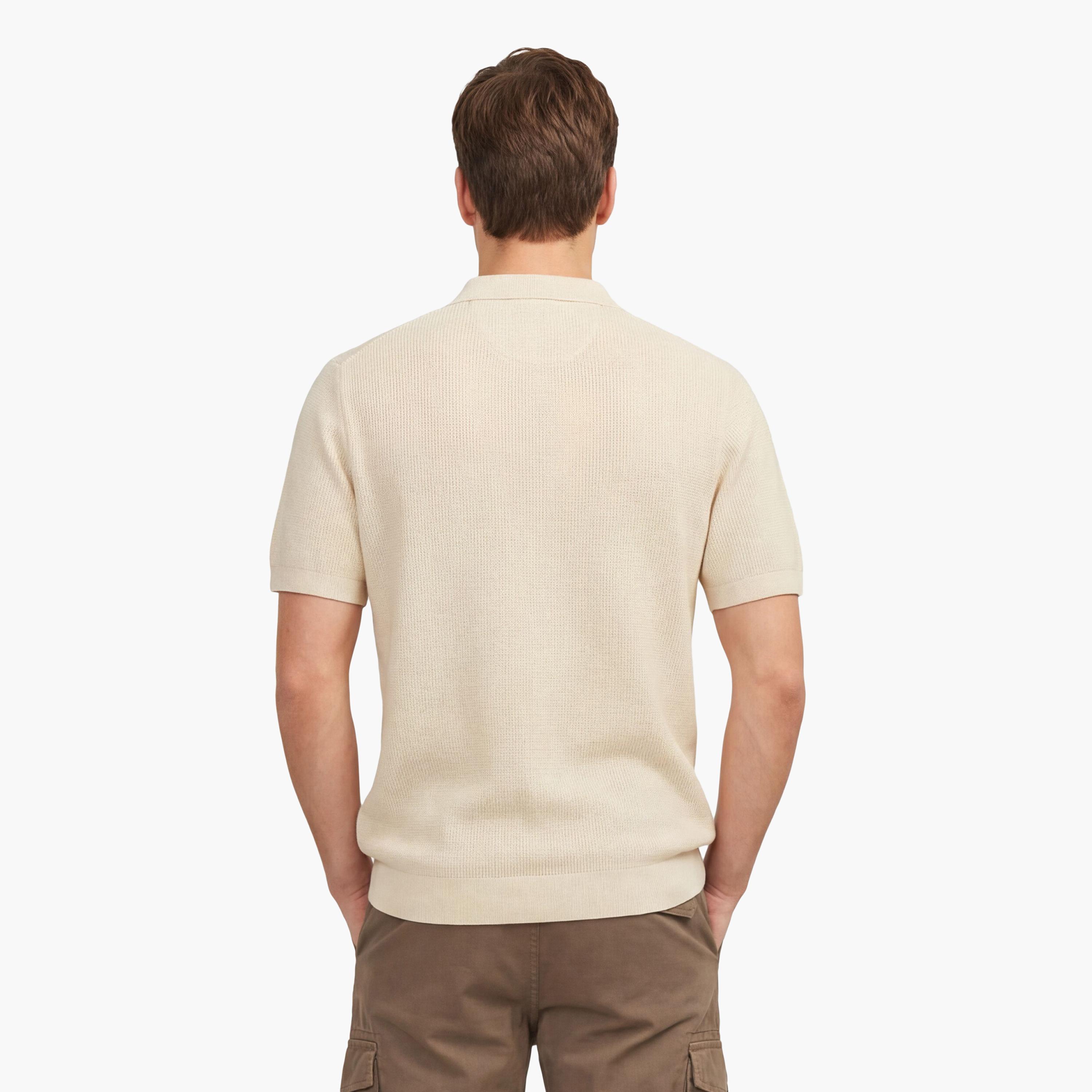 تي شيرت بولو رجالي بارز الملمس بأكمام قصيرة وبياقة من جانت-men-clothing-tshirtsandpolos-polos-image-4