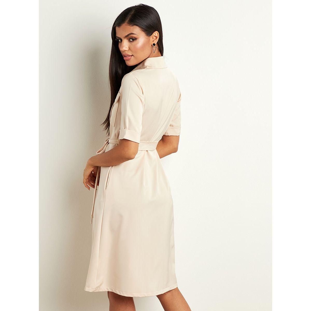 Styli Button Closure Shirt Midi Dress with Belted Waist-women-clothing-dresses-image-4