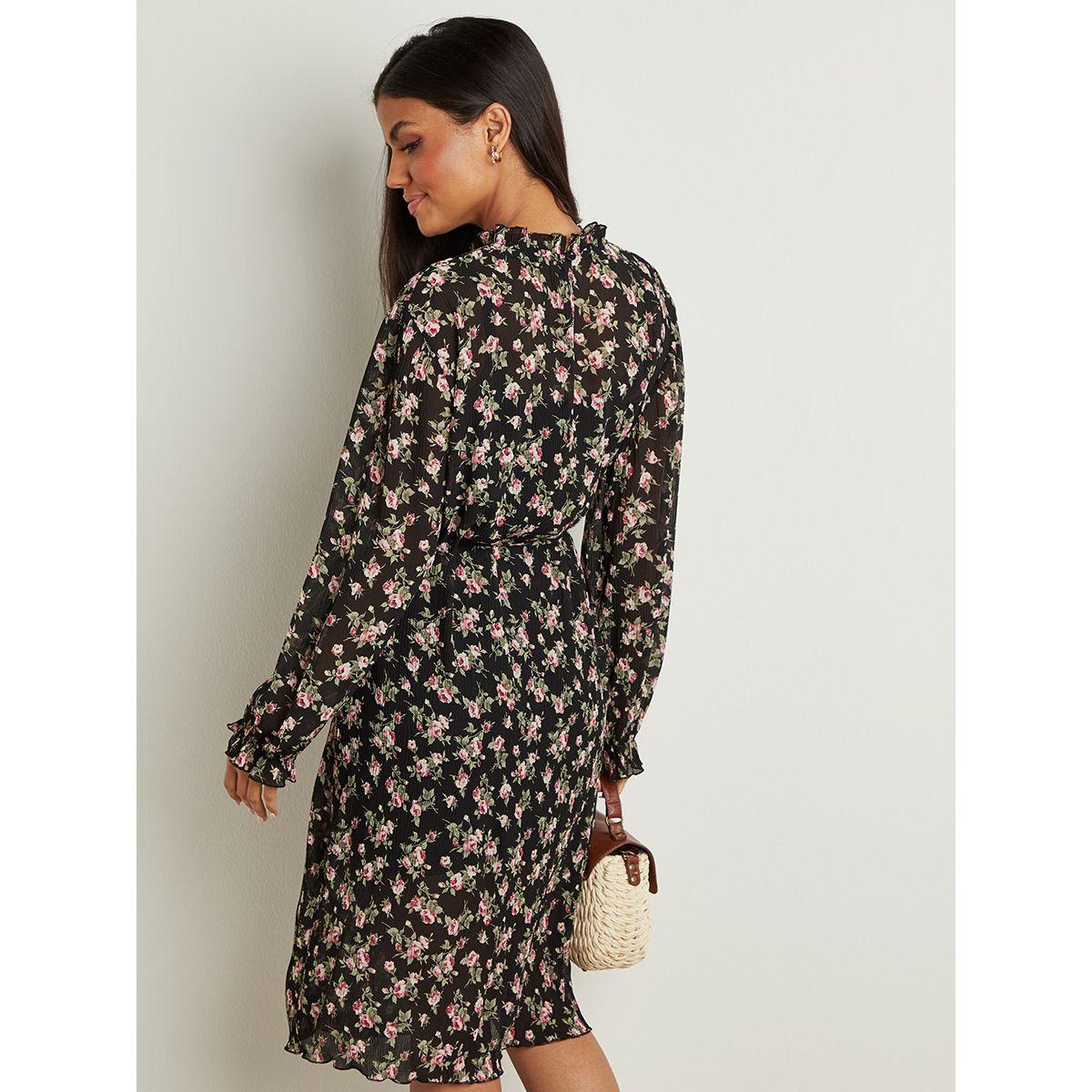 فستان ميدي مطبوع بزهور مع كشكش من ريد تايب-women-clothing-dresses-image-4