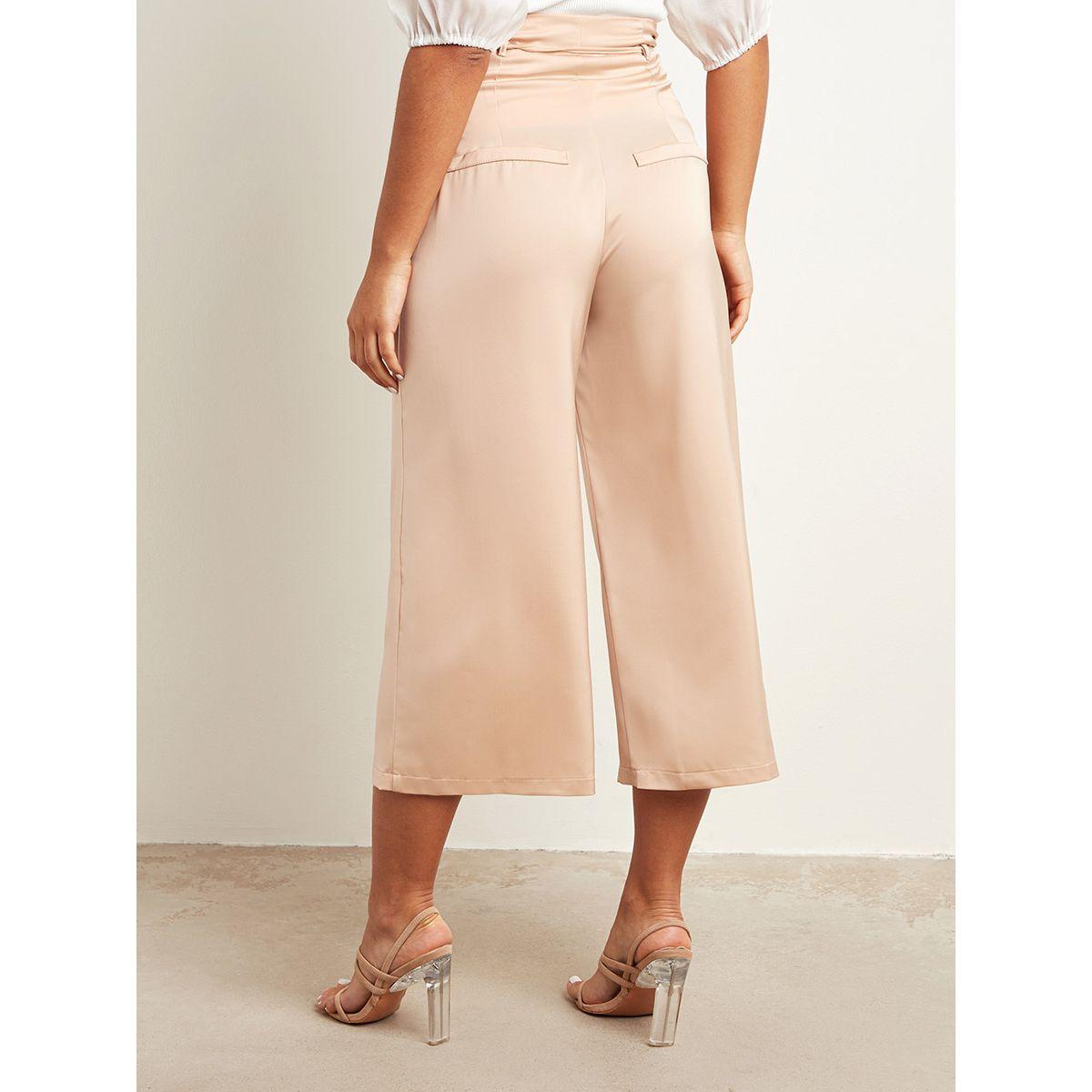 Styli Solid Extreme Wide Leg Culottes with Paperbag Waist-women-clothing-bottoms-trousers-image-3