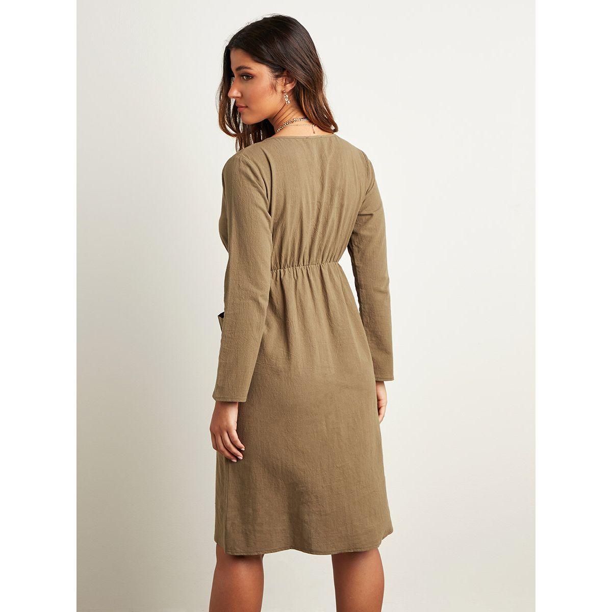 فستان ميدي سادة بأكمام طويلة-women-clothing-dresses-image-5