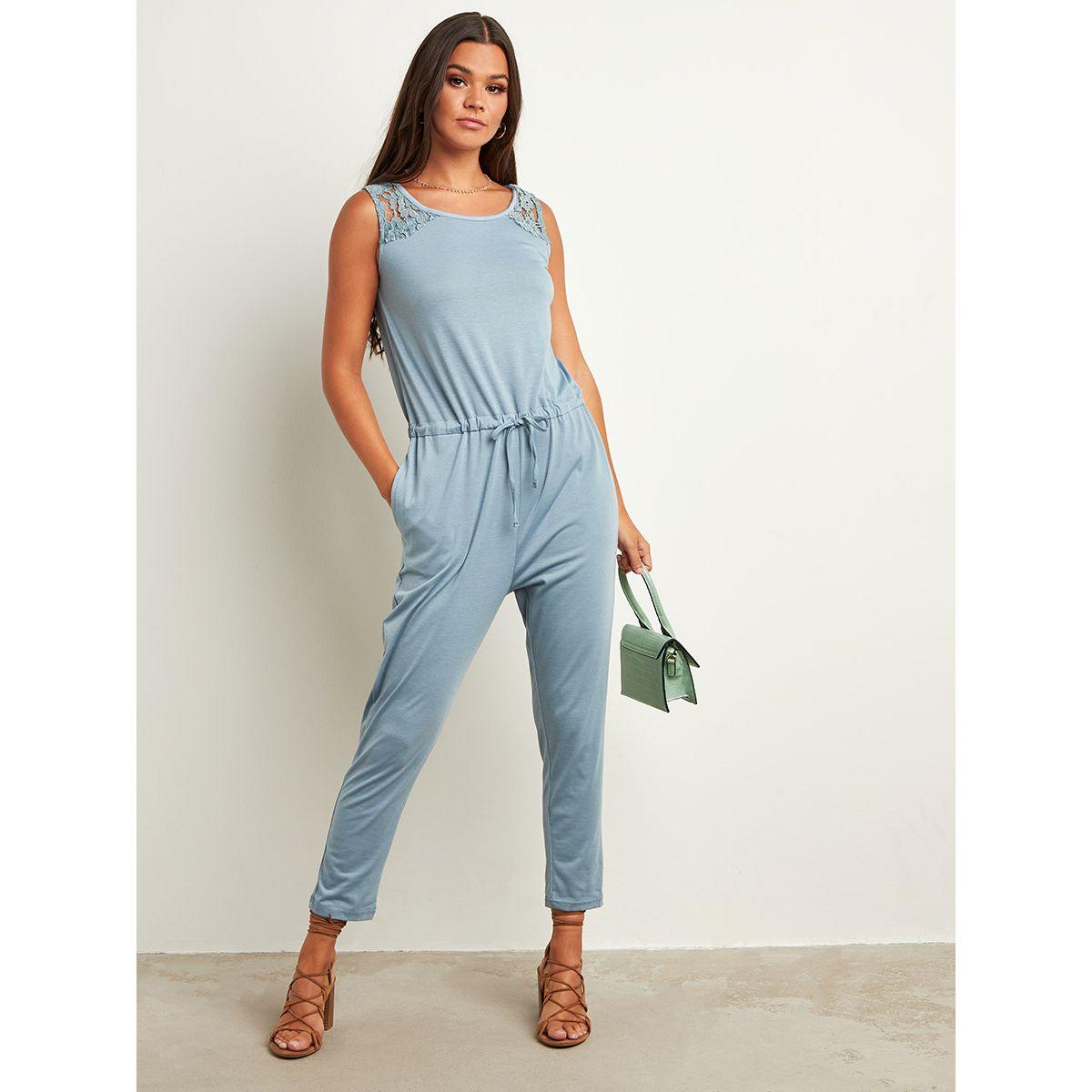 Styli Lace Sleeves Detail Skinny Jumpsuit with Drawstring Waist-women-clothing-jumpsuits-image-1