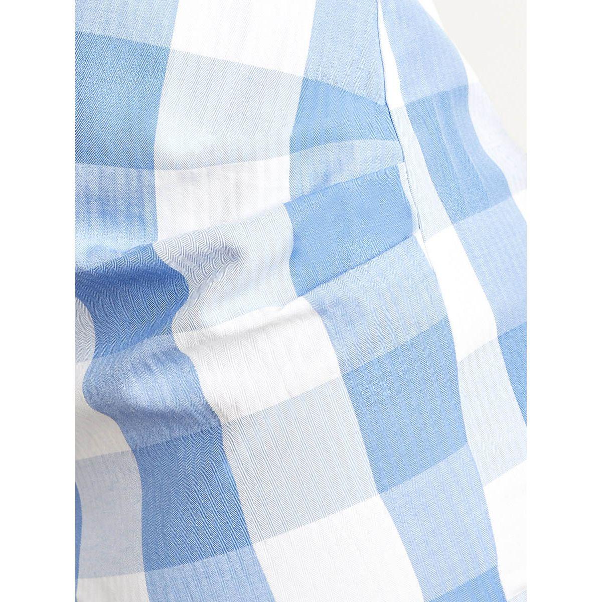 Styli Checked Front Tie Up Puff Sleeves Midi Dress-women-clothing-dresses-image-6