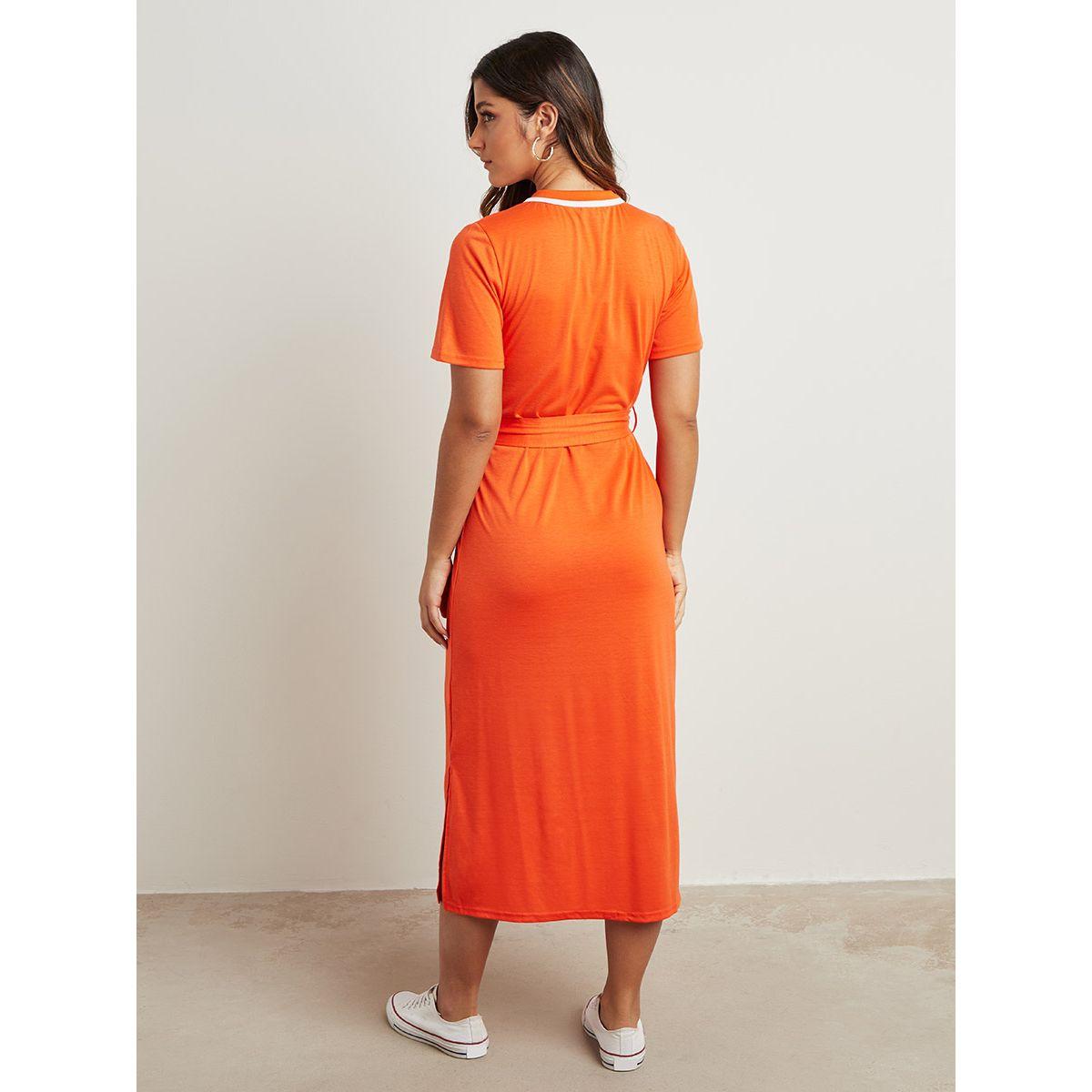 Styli Tie Waist Collared T-shirt Midi Dress-women-clothing-dresses-image-2