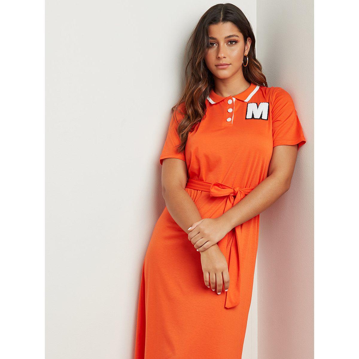 فستان ميدي بتصميم تيشيرت وربطة خصر-women-clothing-dresses-image-3