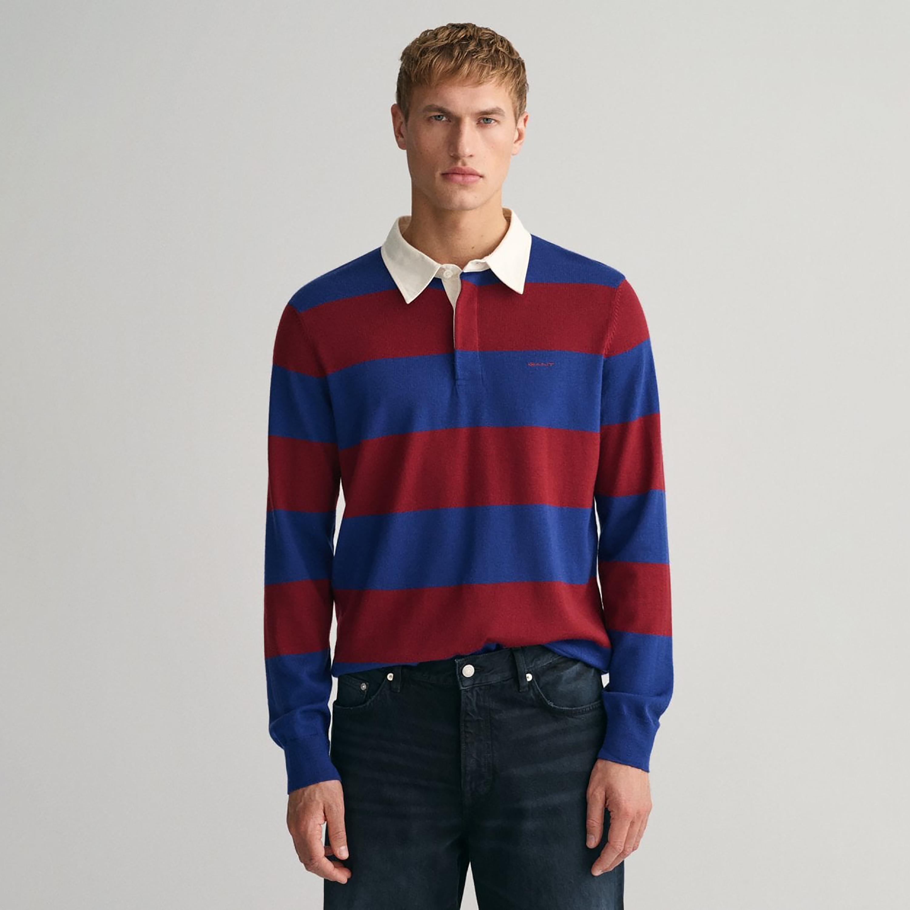 Gant Colour Block Collared Long Sleeves Polo Sweater-men-clothing-sweatersandpullovers-image-1