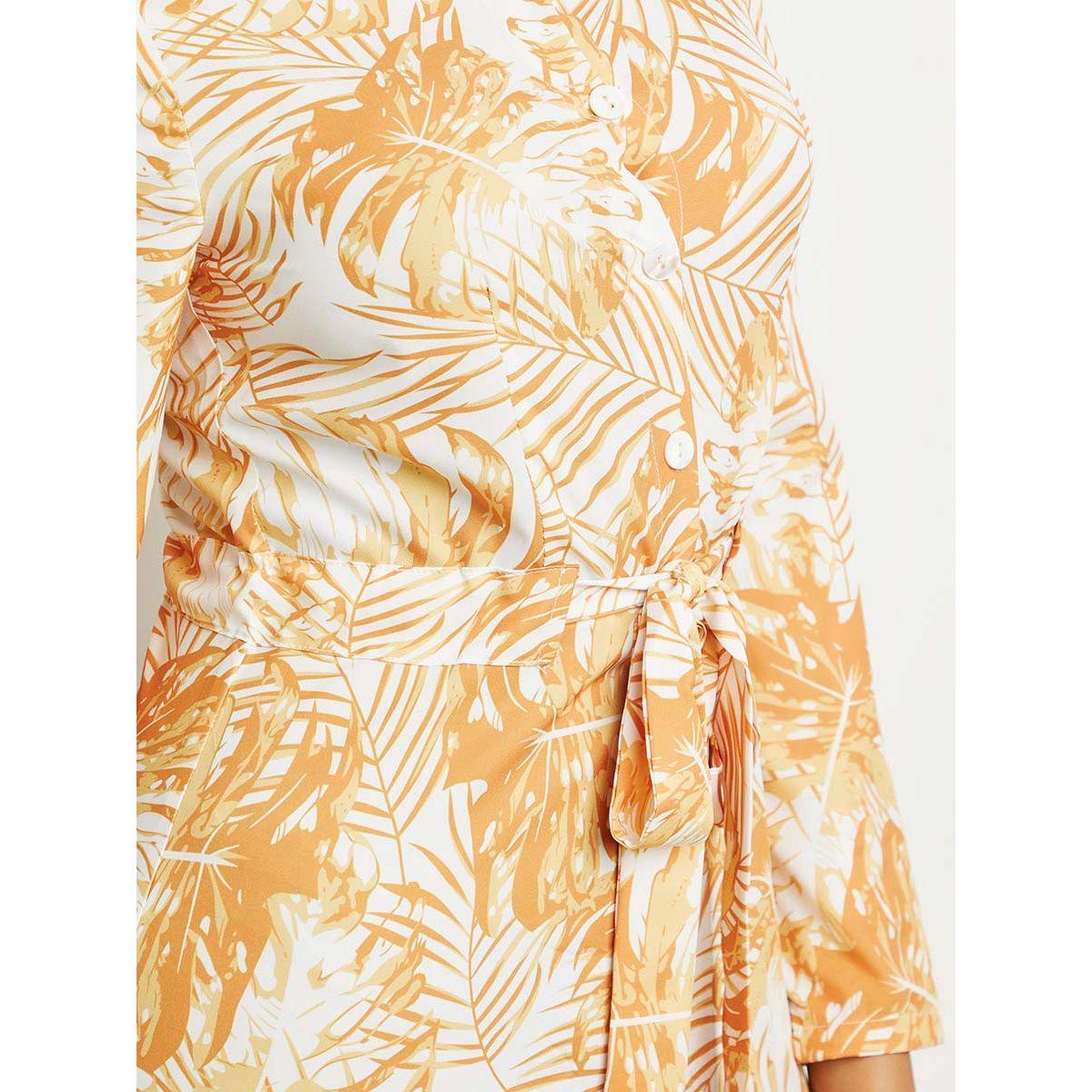 Styli Tropical Print Button Through Collared Dress-women-clothing-dresses-image-4