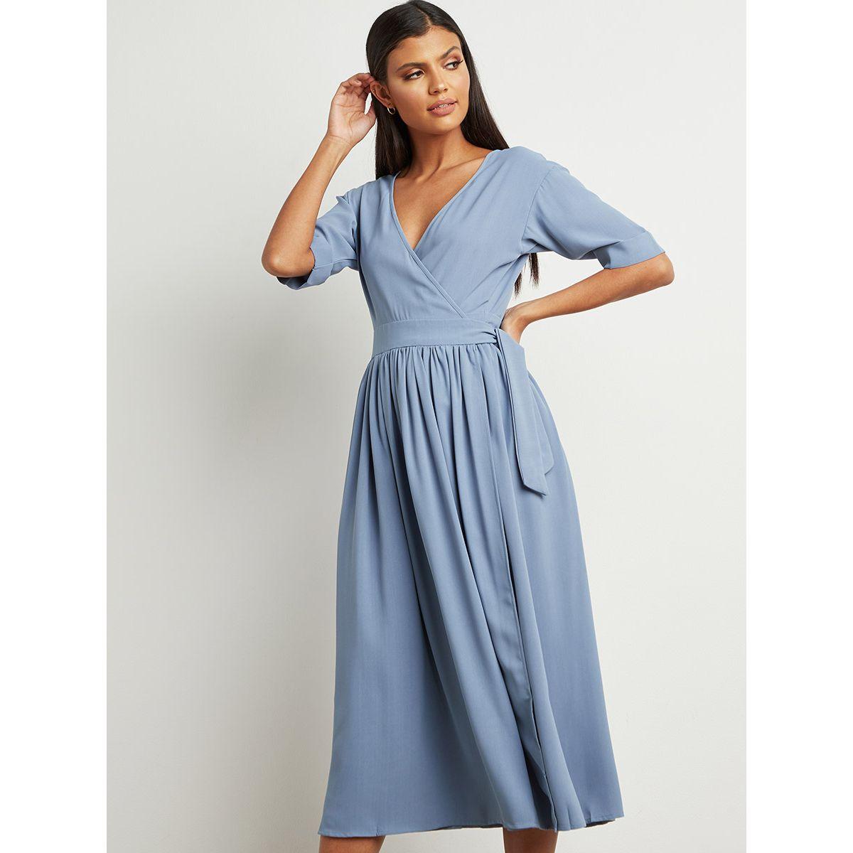 فستان ميدي بأكمام قصيرة-women-clothing-dresses-image-1