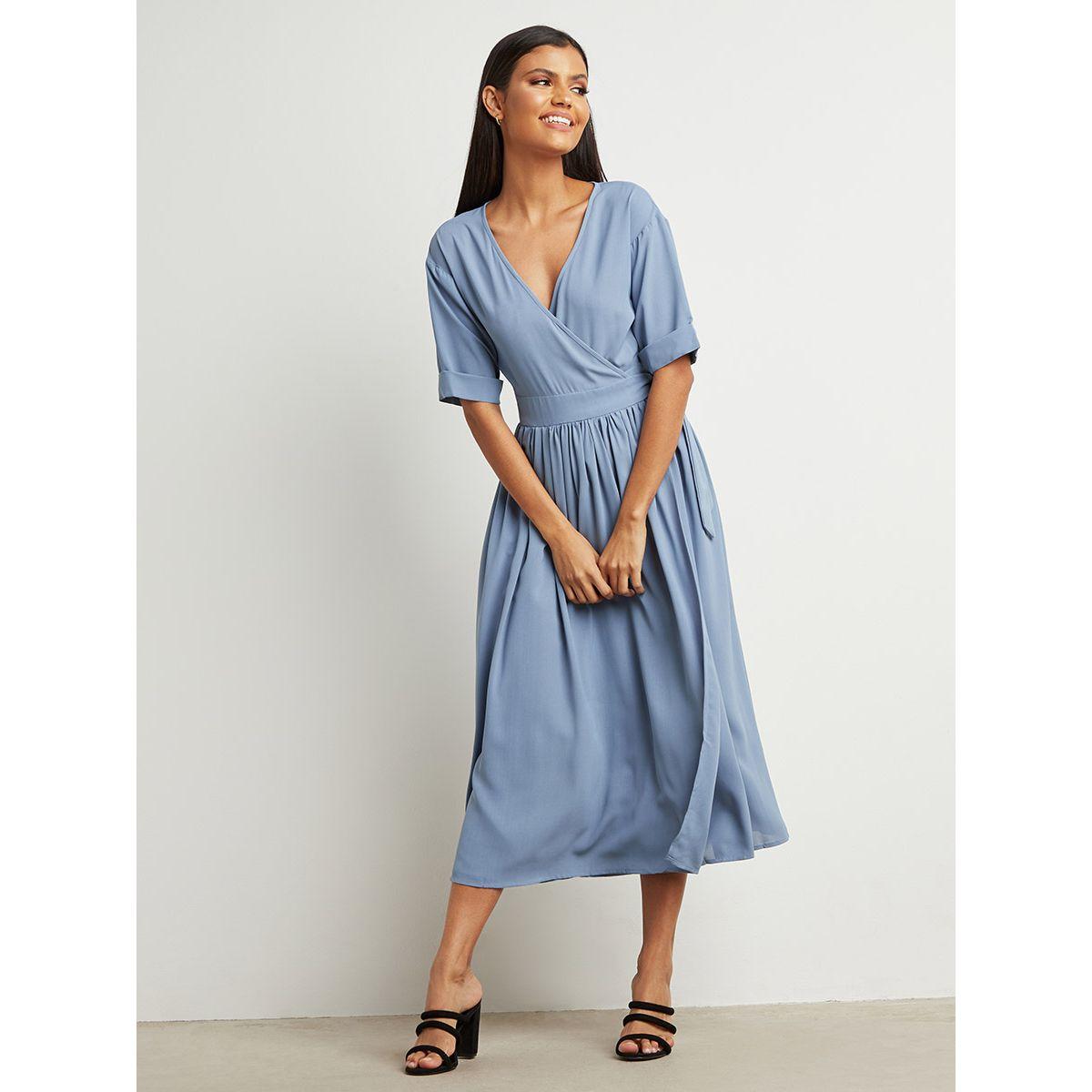 فستان ميدي بأكمام قصيرة-women-clothing-dresses-image-2