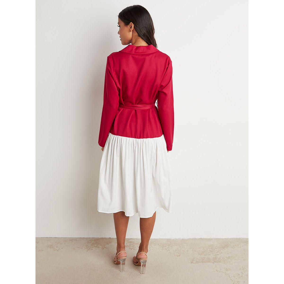 Styli Color Block Blazer Style Pleated Midi Dress-women-clothing-dresses-image-3