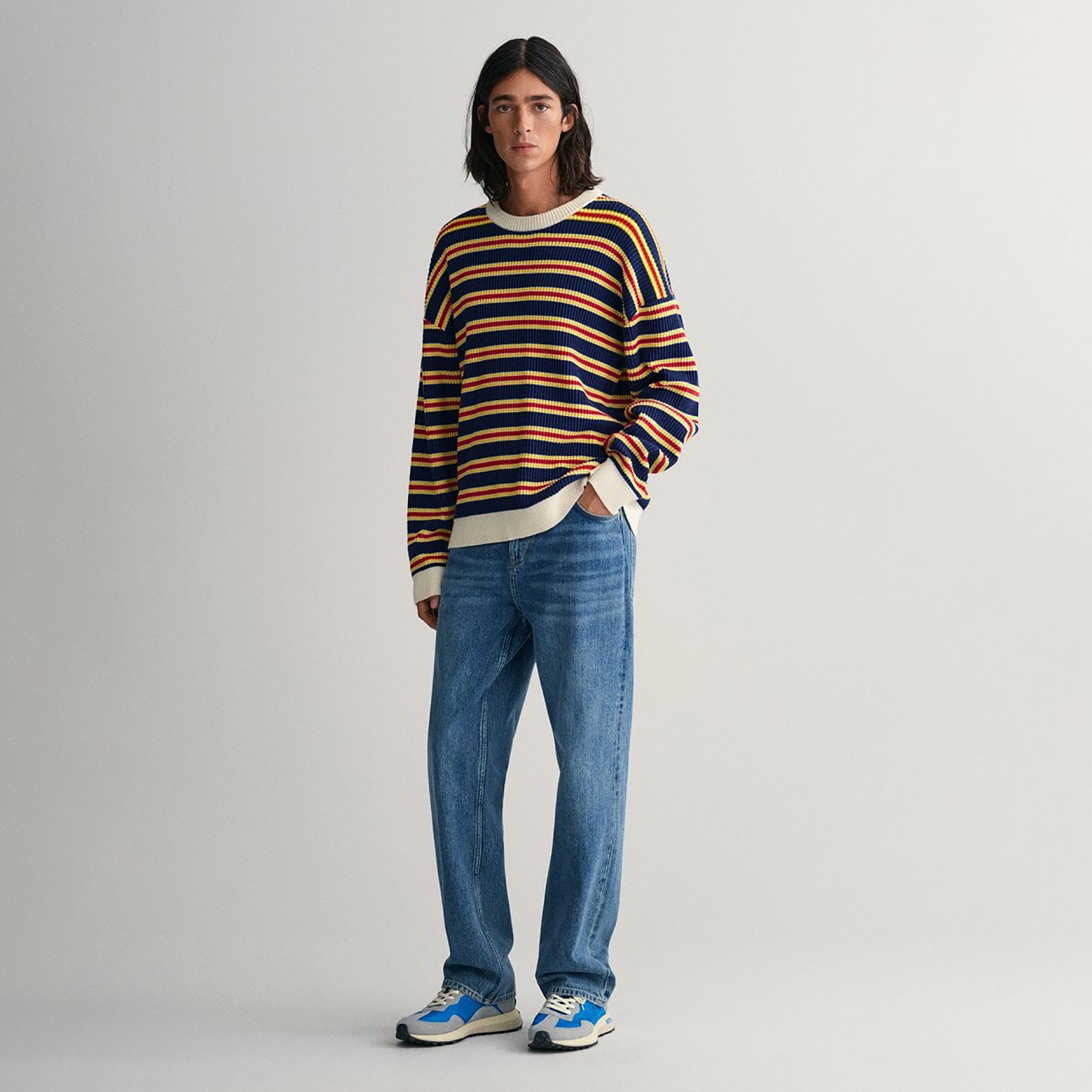 سويتر من جانت مخططة بياقة دائرية وأكمام طويلة-men-clothing-sweatersandpullovers-image-2
