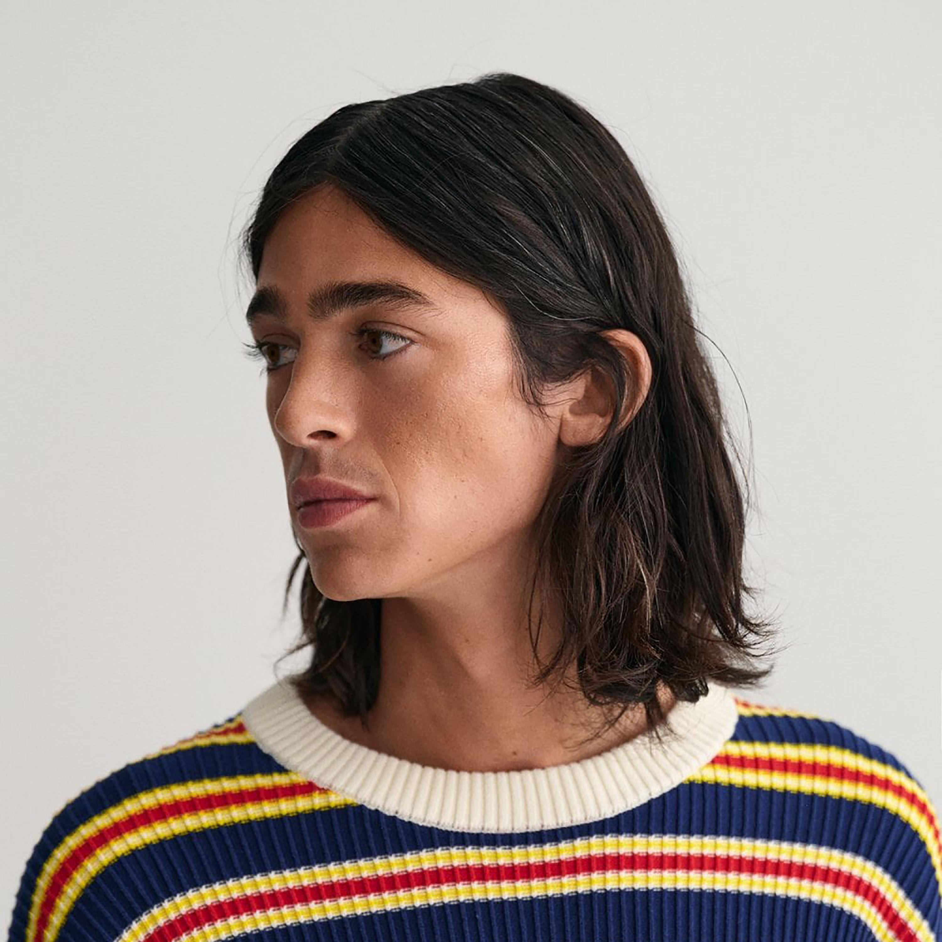 سويتر من جانت مخططة بياقة دائرية وأكمام طويلة-men-clothing-sweatersandpullovers-image-3