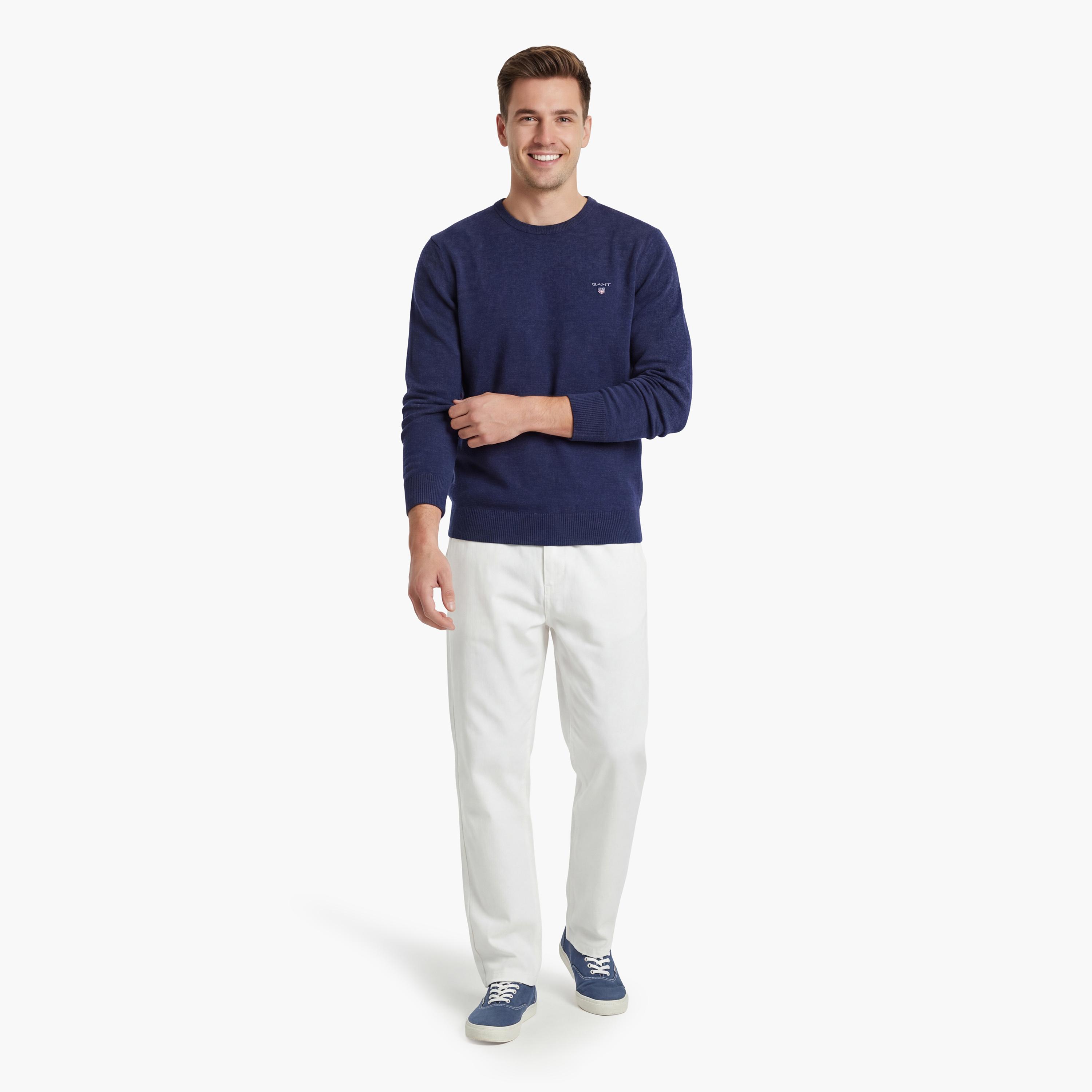 سترة رجالية سادة ذات رقبة دائرية وأكمام طويلة من جانت-men-clothing-sweatersandpullovers-image-2