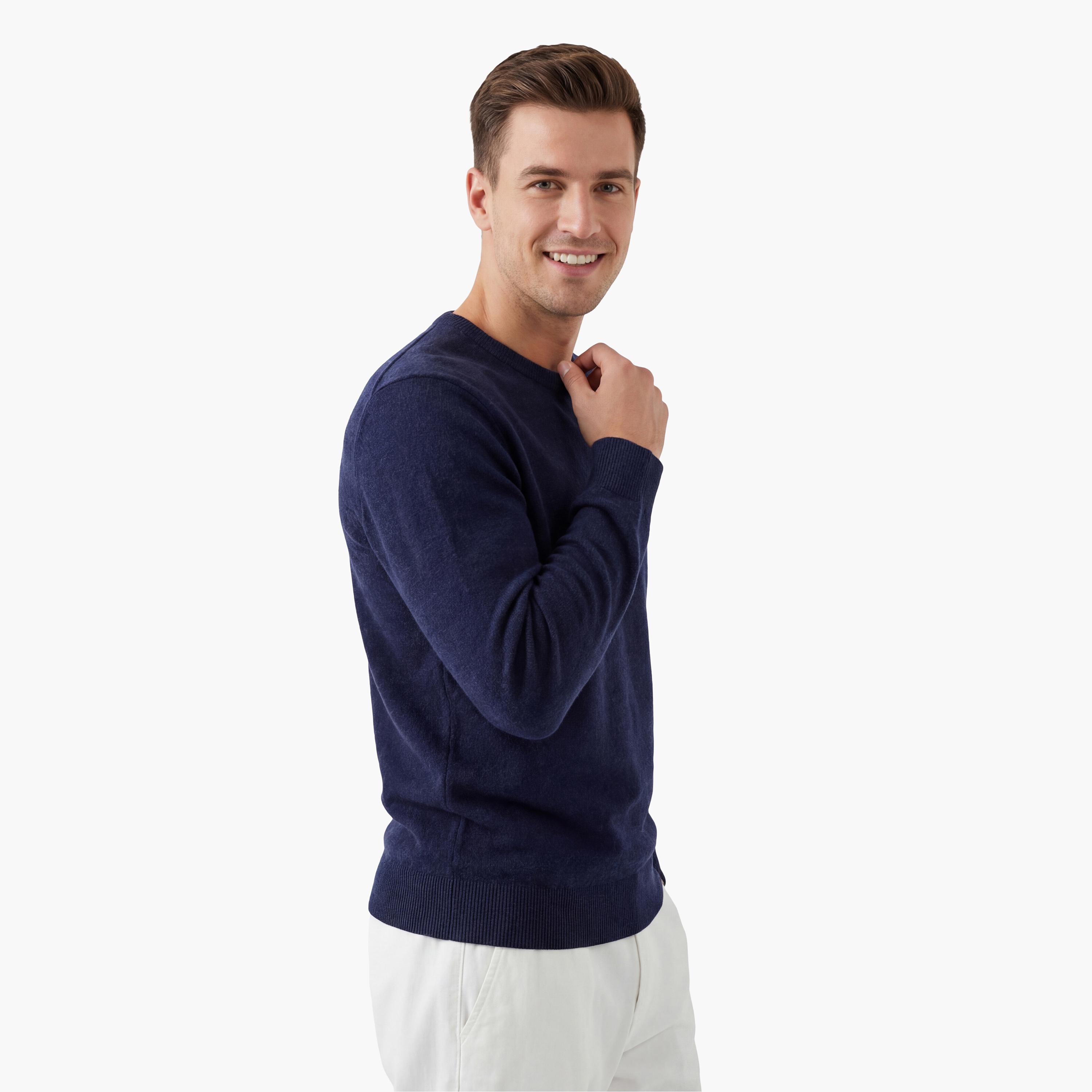 سترة رجالية سادة ذات رقبة دائرية وأكمام طويلة من جانت-men-clothing-sweatersandpullovers-image-3