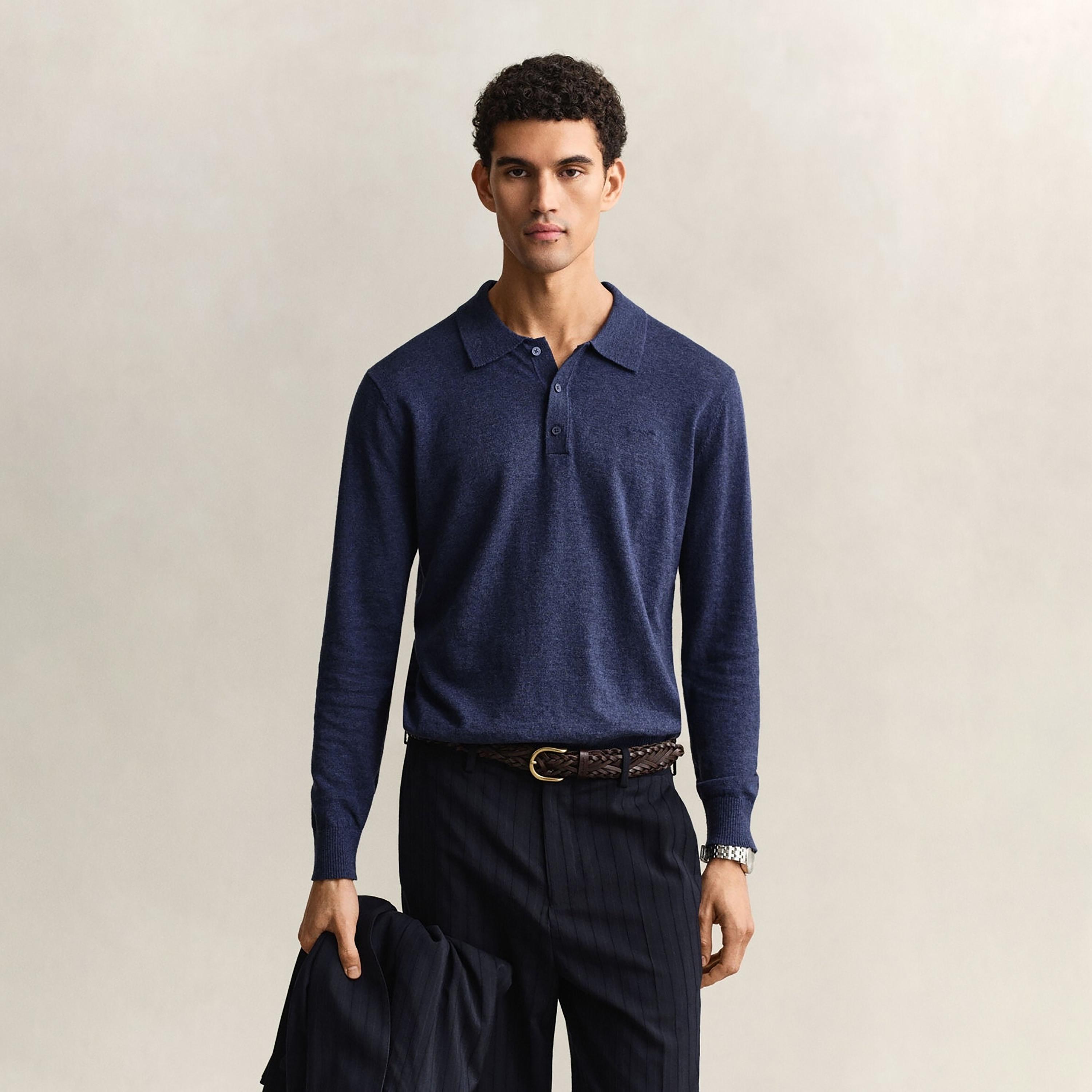 Gant Knitted Collar Long Sleeves Men's Polo Sweater-men-clothing-sweatersandpullovers-image-1