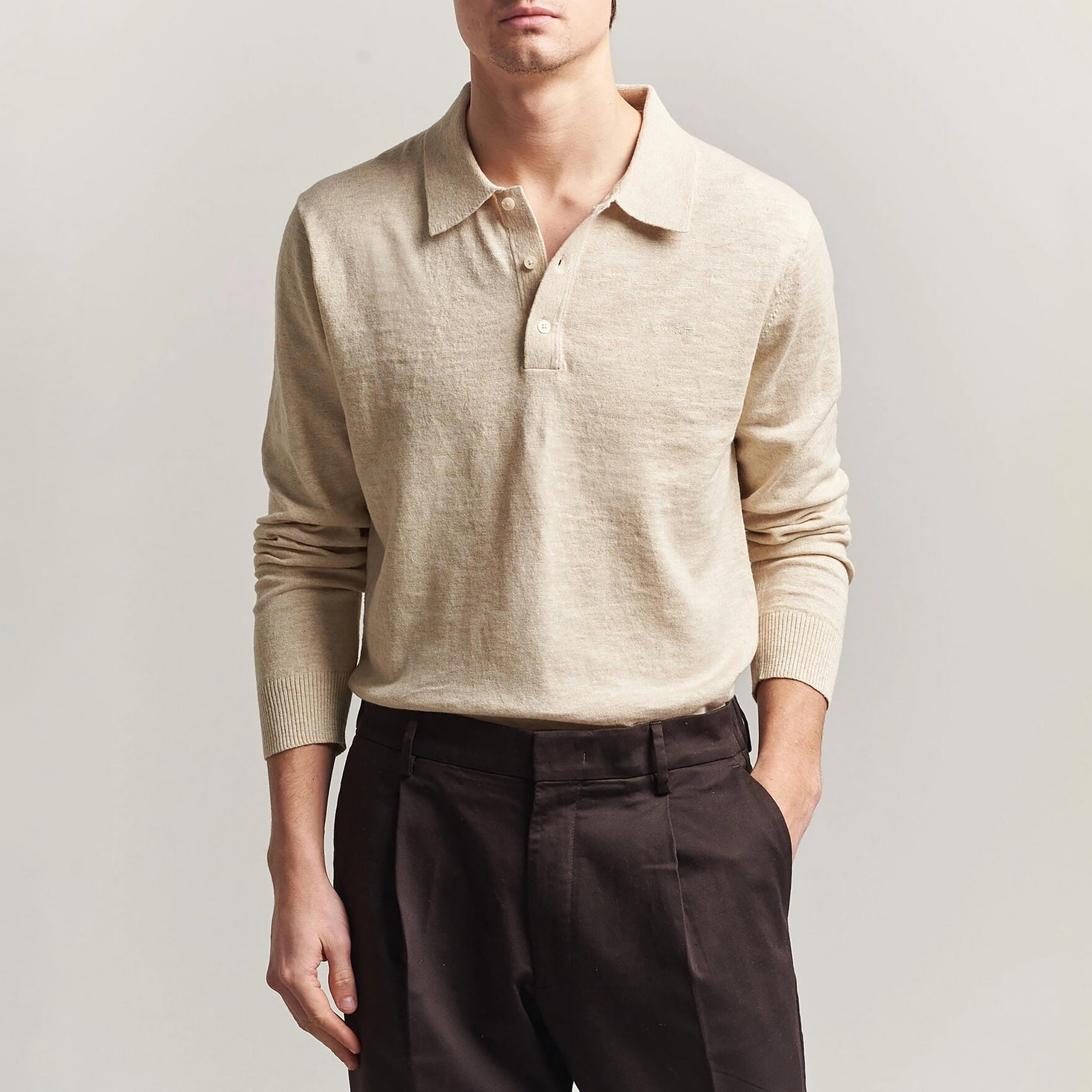 Gant Knitted Collar Long Sleeves Men's Polo Sweater-men-clothing-sweatersandpullovers-image-1