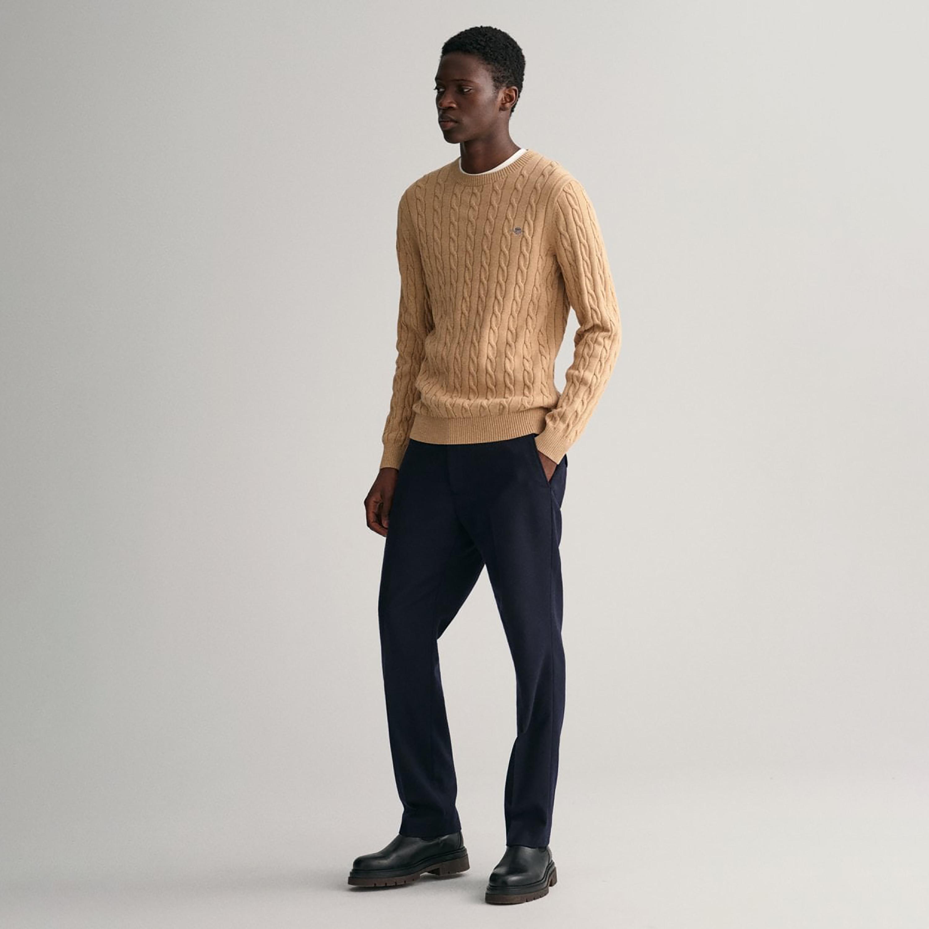 Gant Braided Knitted Crew Neck Long Sleeves Sweater-men-clothing-sweatersandpullovers-image-2