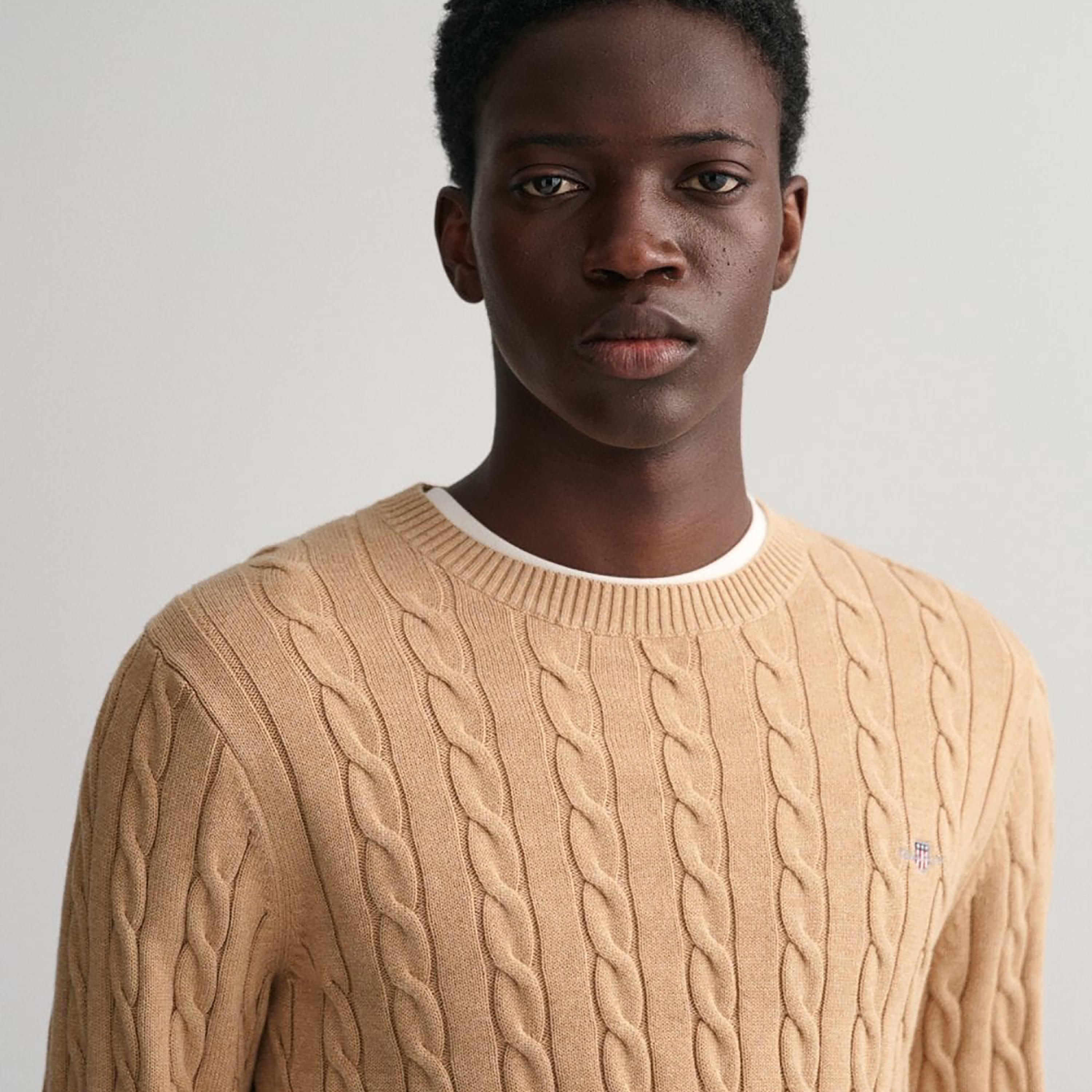 Gant Braided Knitted Crew Neck Long Sleeves Sweater-men-clothing-sweatersandpullovers-image-3