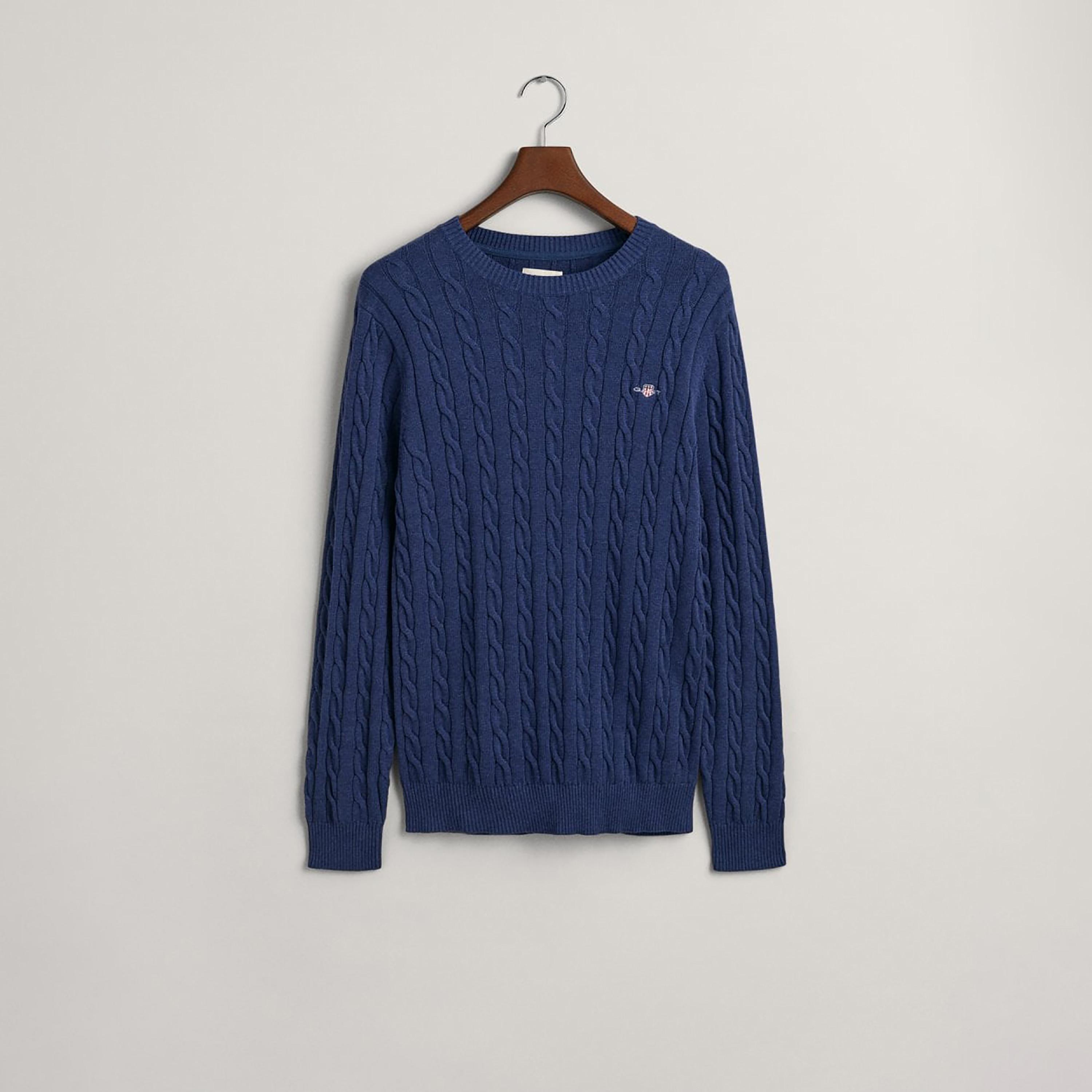 سويتر محبوكة مضفرة بياقة دائرية وأكمام طويلة من جانت-men-clothing-sweatersandpullovers-image-1
