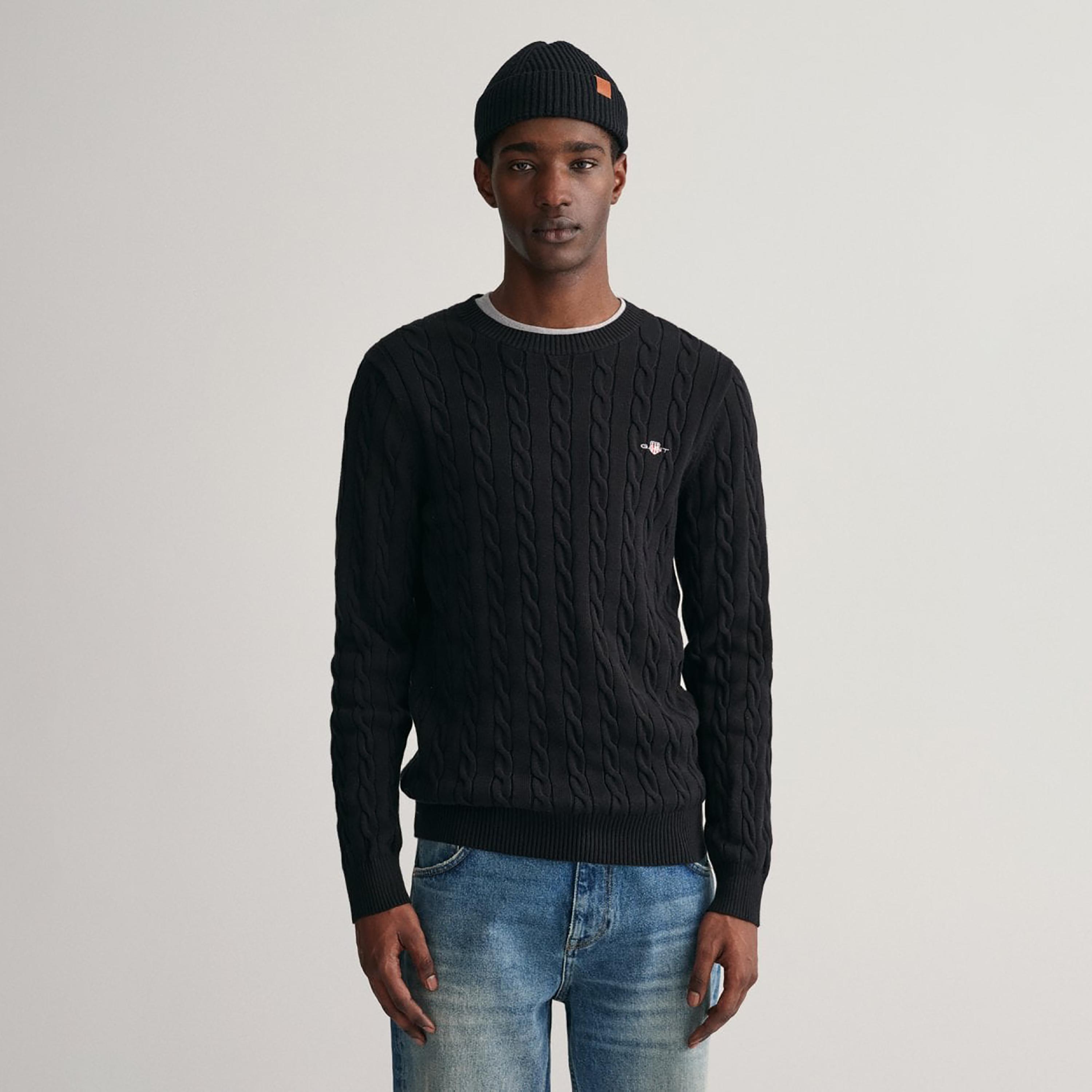 Gant Braided Knitted Crew Neck Long Sleeves Sweater-men-clothing-sweatersandpullovers-image-1
