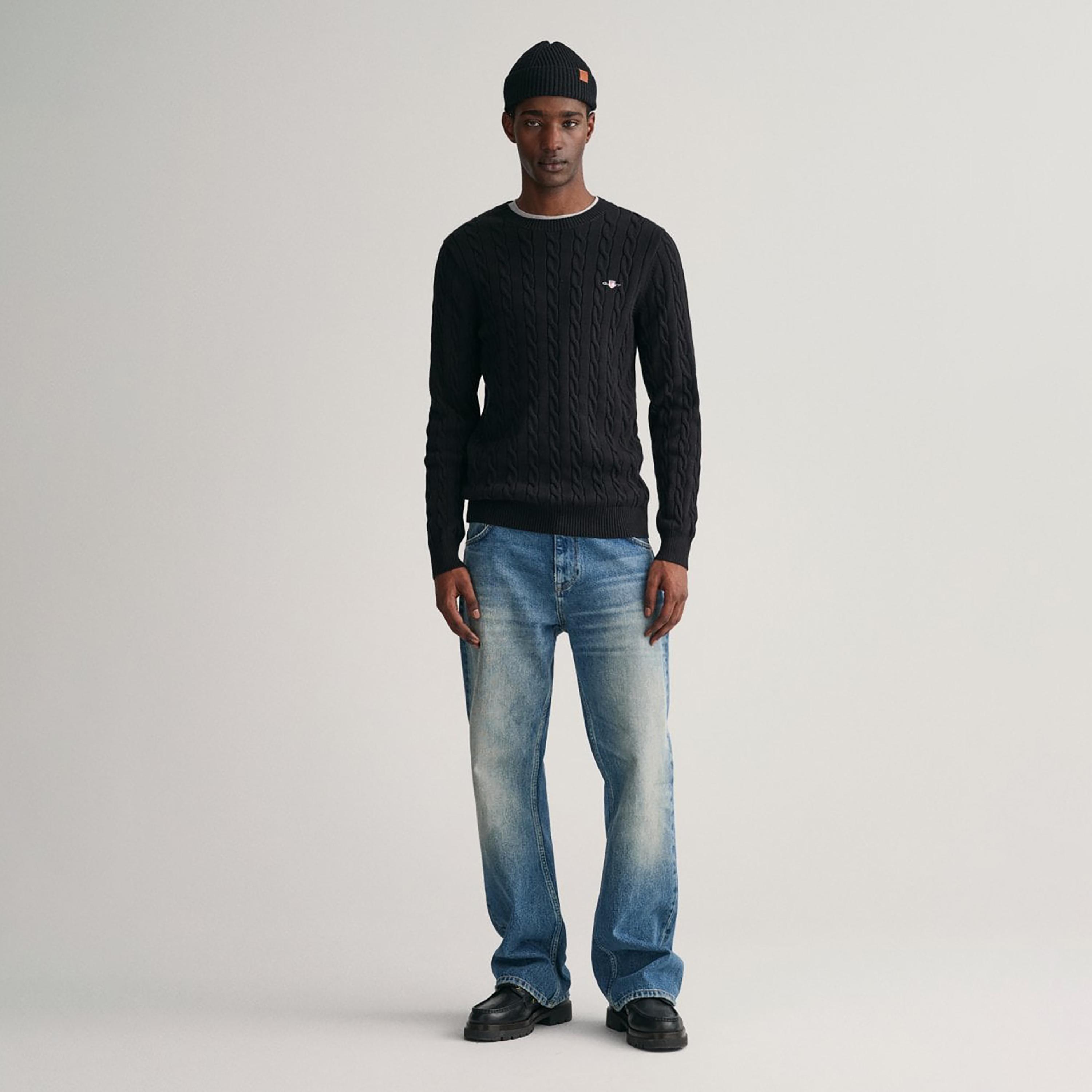 Gant Braided Knitted Crew Neck Long Sleeves Sweater-men-clothing-sweatersandpullovers-image-2