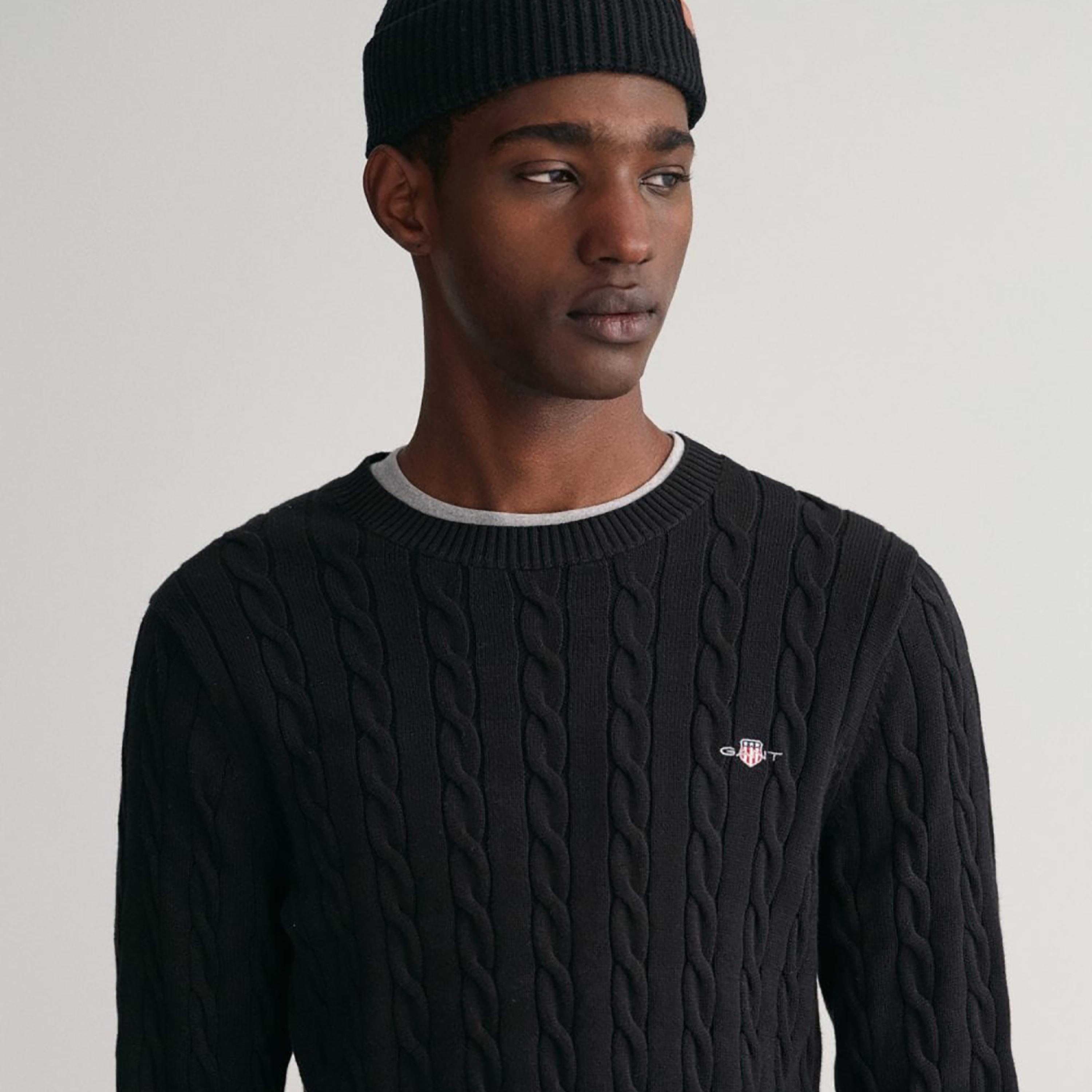 Gant Braided Knitted Crew Neck Long Sleeves Sweater-men-clothing-sweatersandpullovers-image-3