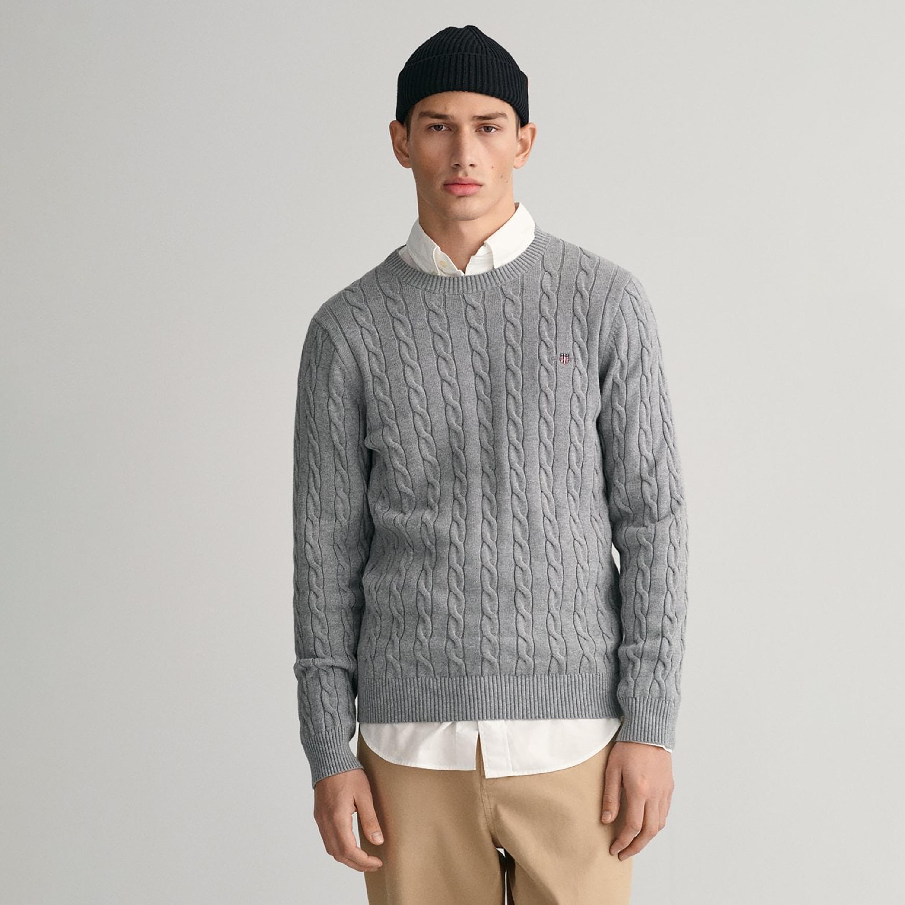 Gant Braided Knitted Crew Neck Long Sleeves Sweater-men-clothing-sweatersandpullovers-image-1
